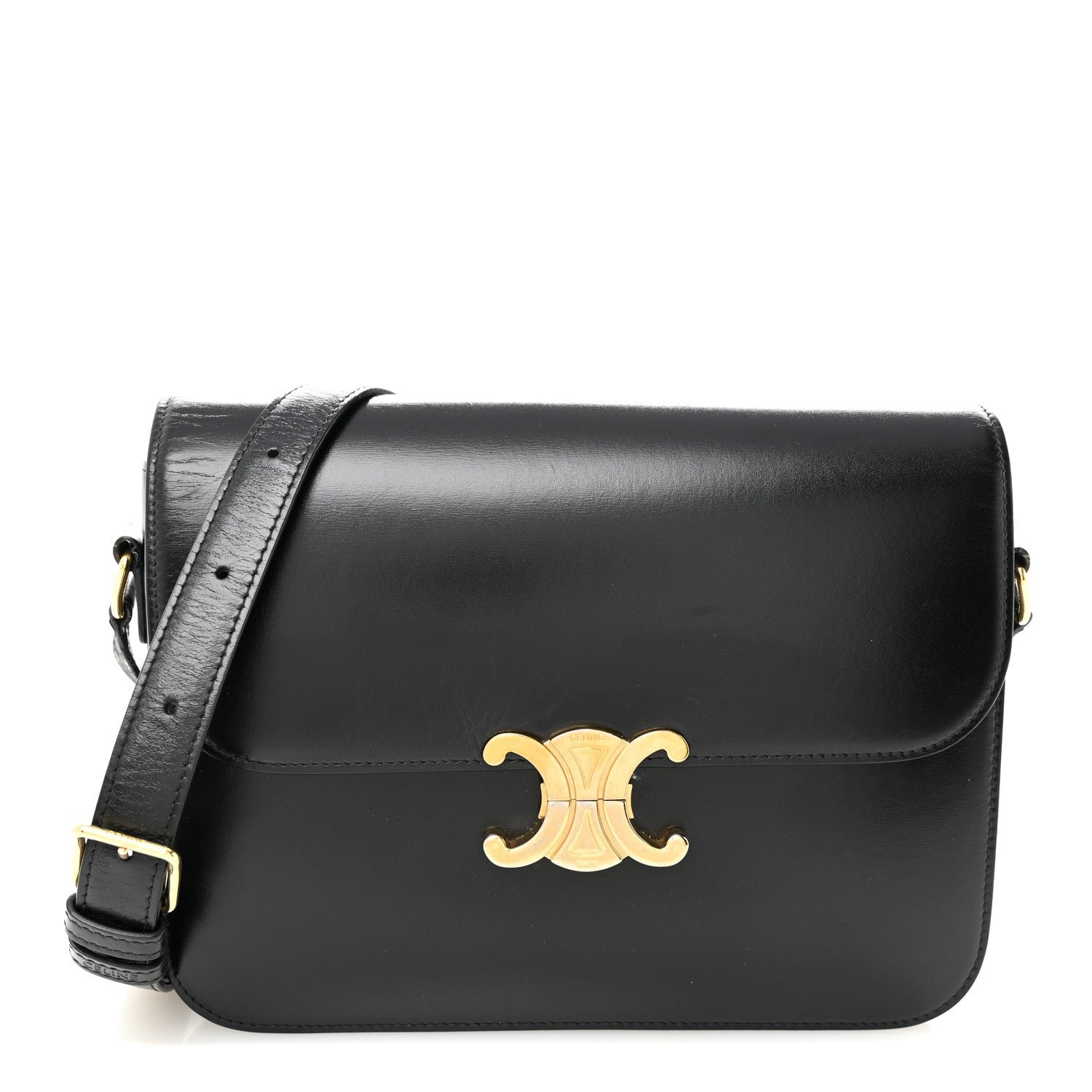 Celine Shiny Calfskin Large Triomphe Black