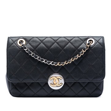 Chanel Lambskin Quilted Lambskin Turn and Lock Flap