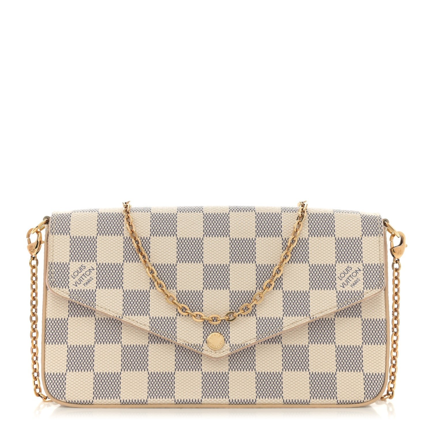 Louis Vuitton Damier Azur Pochette Felicie Chain Wallet Rose Ballerine