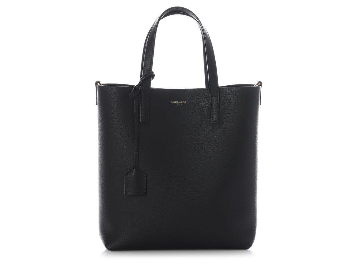 Saint Laurent Black Leather Toy Shopping Tote