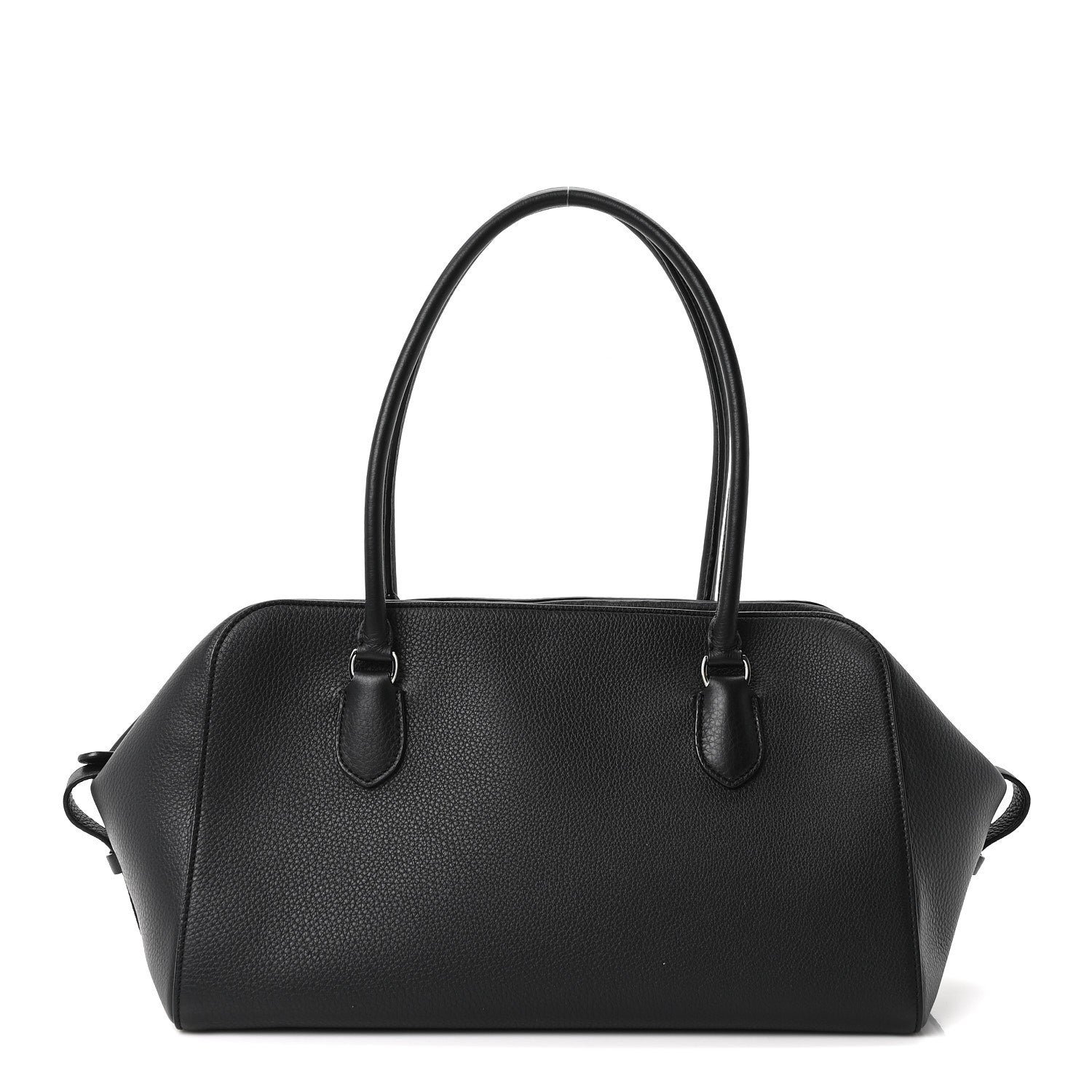 The Row Grained Calfskin East West Bowling Bag Black
