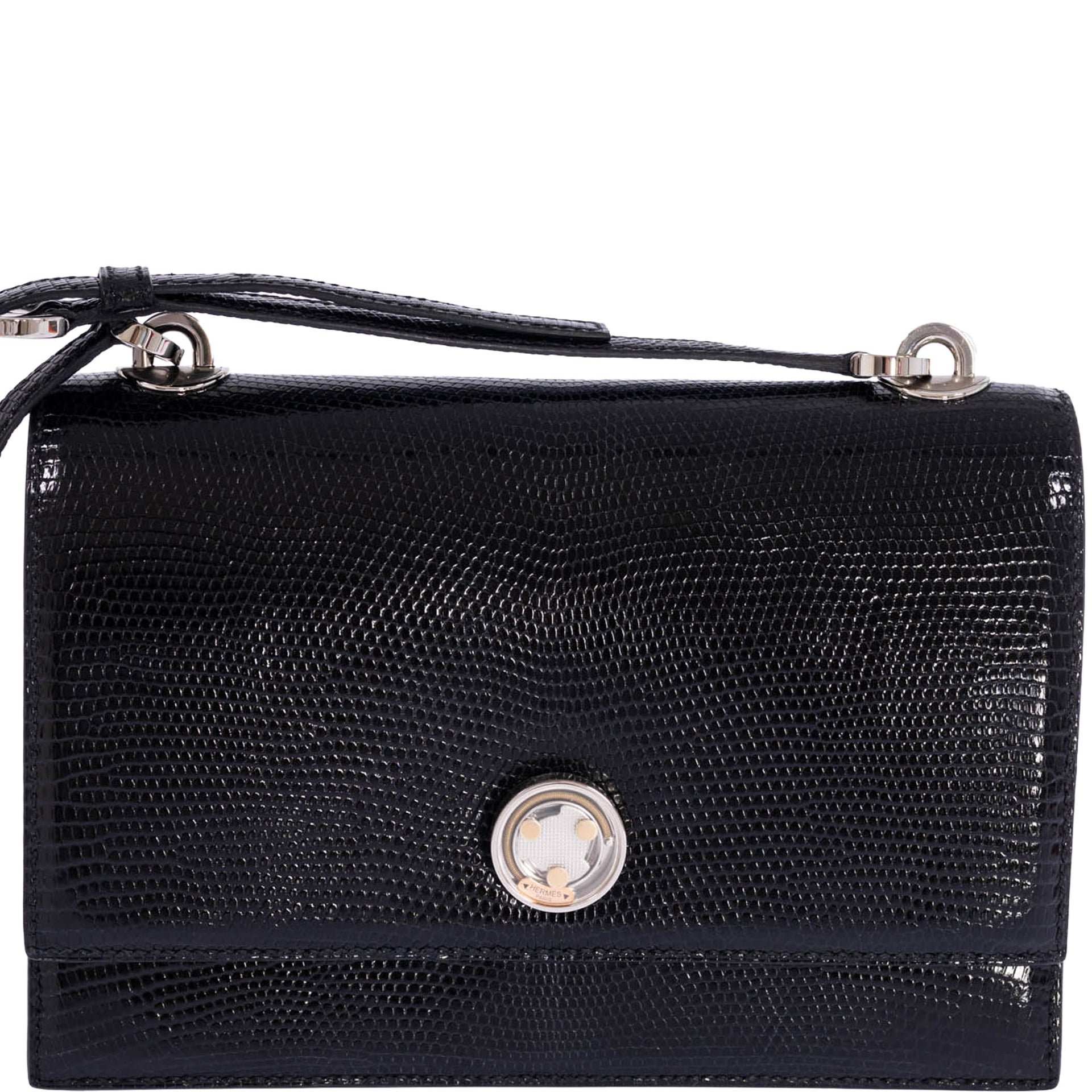 Hermès Minuit au Faubourg 20 Noir Lizard Palladium Hardware