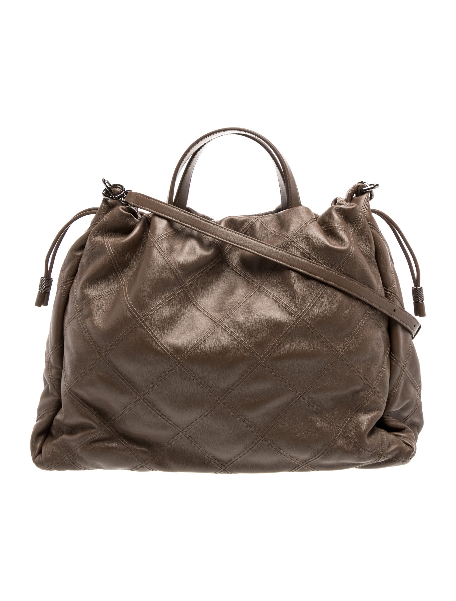 Brunello Cucinelli Leather Quilted Nappa Leather Drawstring Large