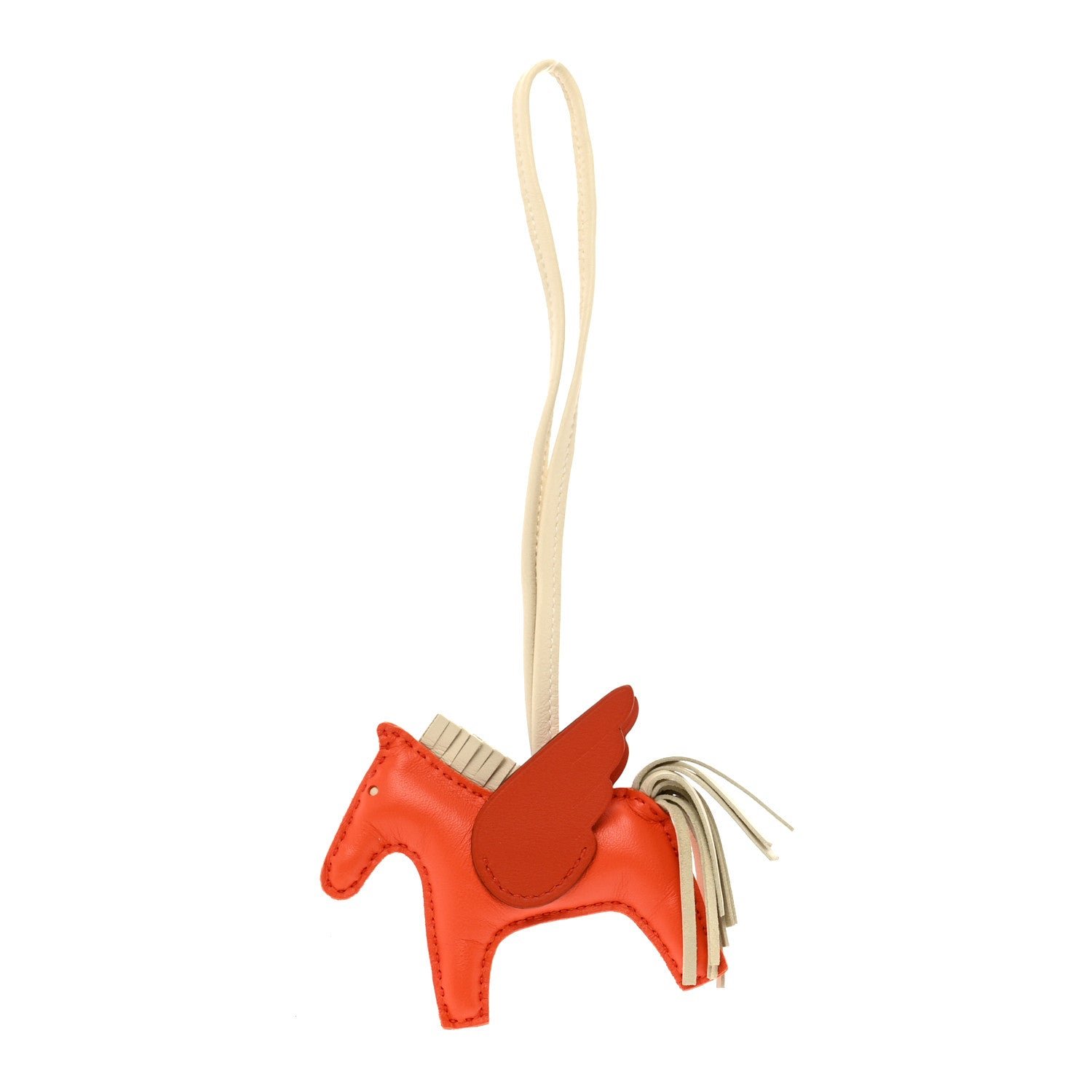 Hermes Milo Lambskin Grigri Rodeo Pegase Horse Bag Charm PM Orange Poppy Craie Terre Battue