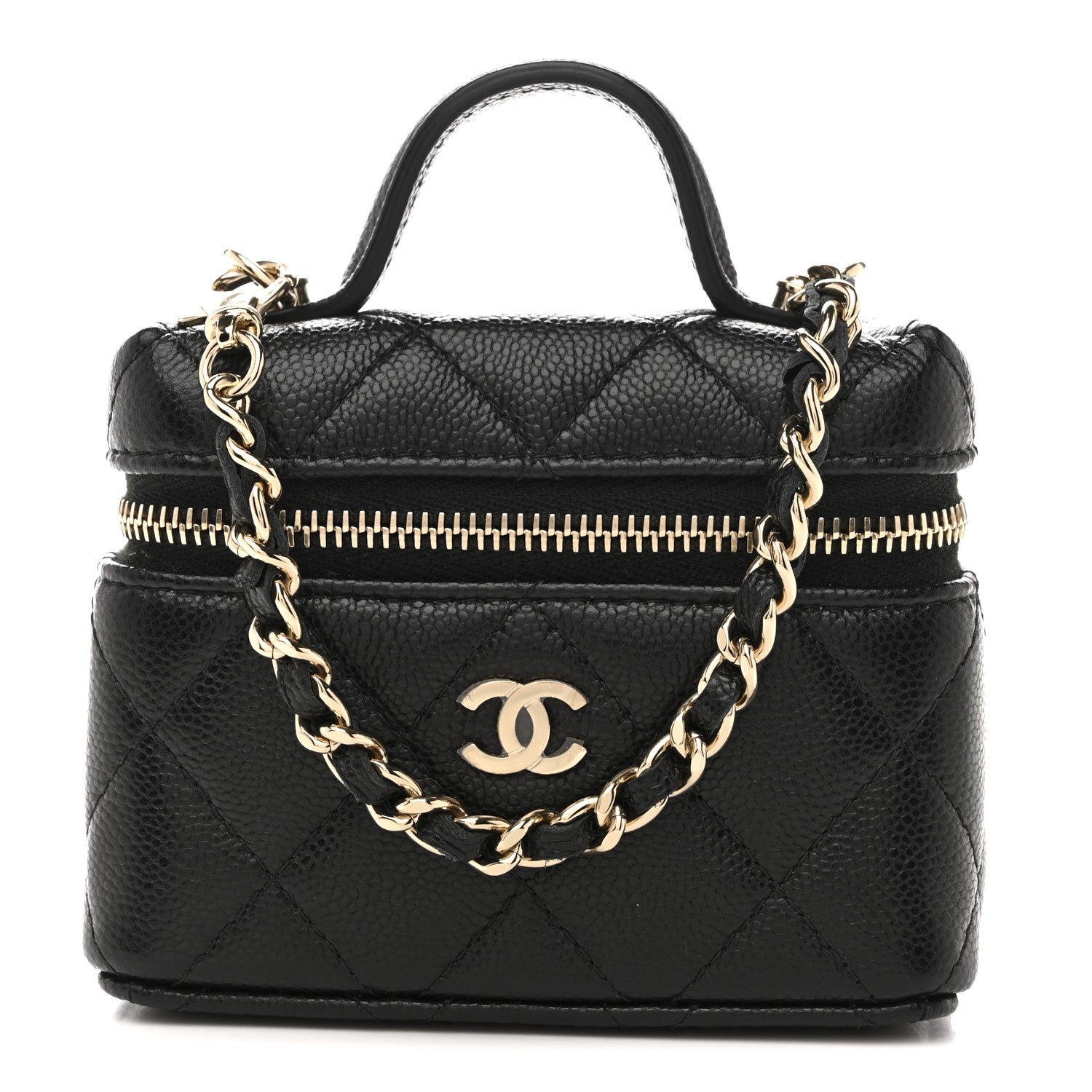Chanel Caviar Quilted Mini Bag Charm With Chain Black