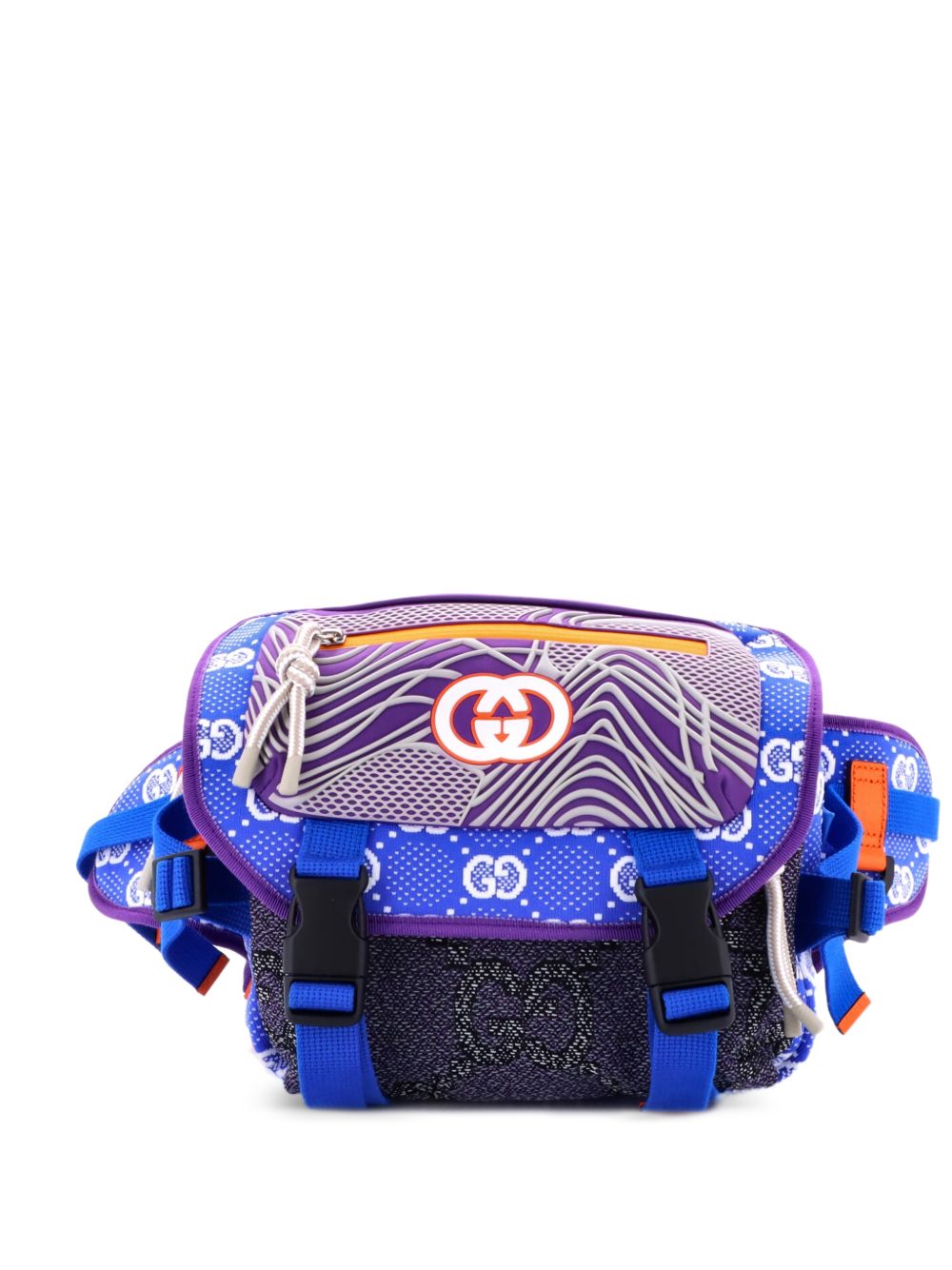 Gucci Buckle Flap Chest Strap GG Fabric with Rubber backpack