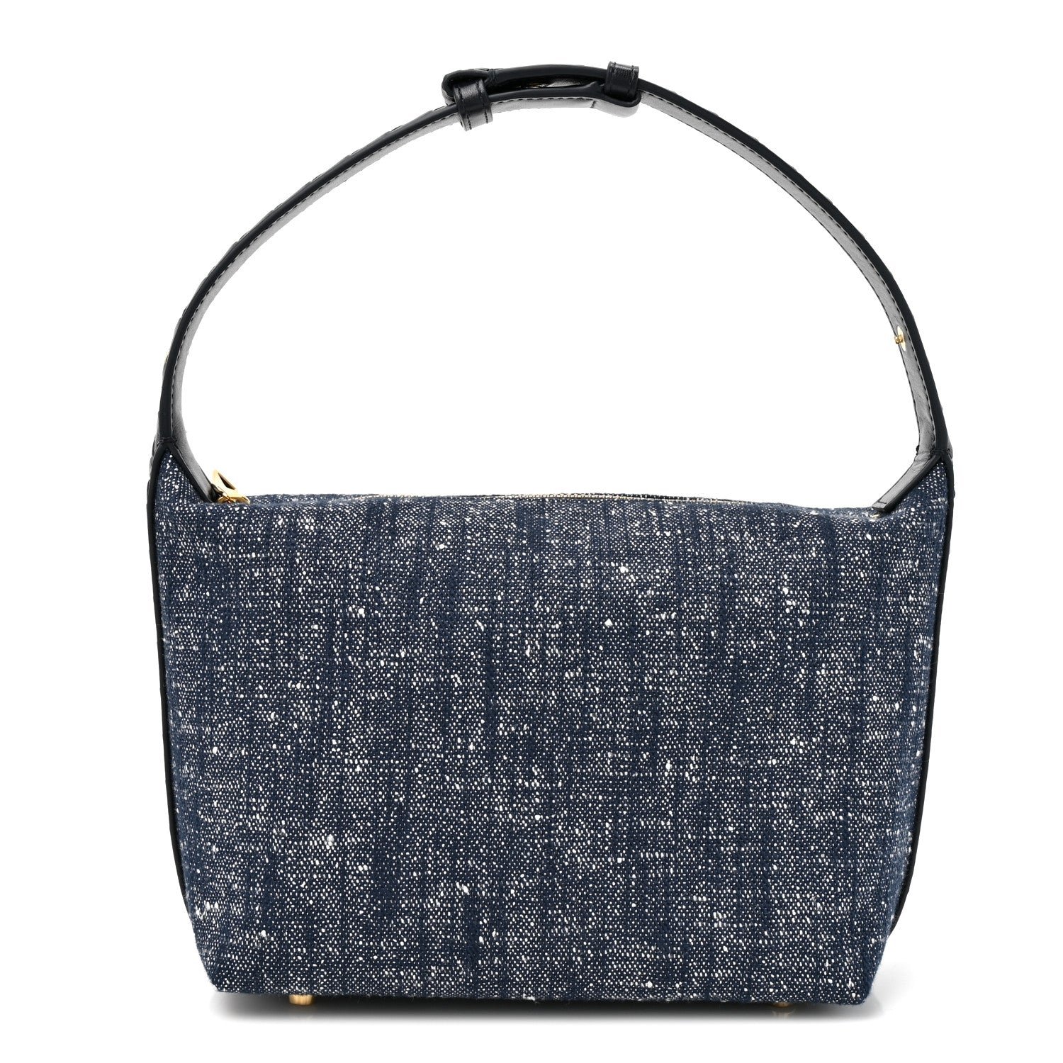 Bottega Veneta Denim Boucle Wallace Shoulder Bag Navy White Space