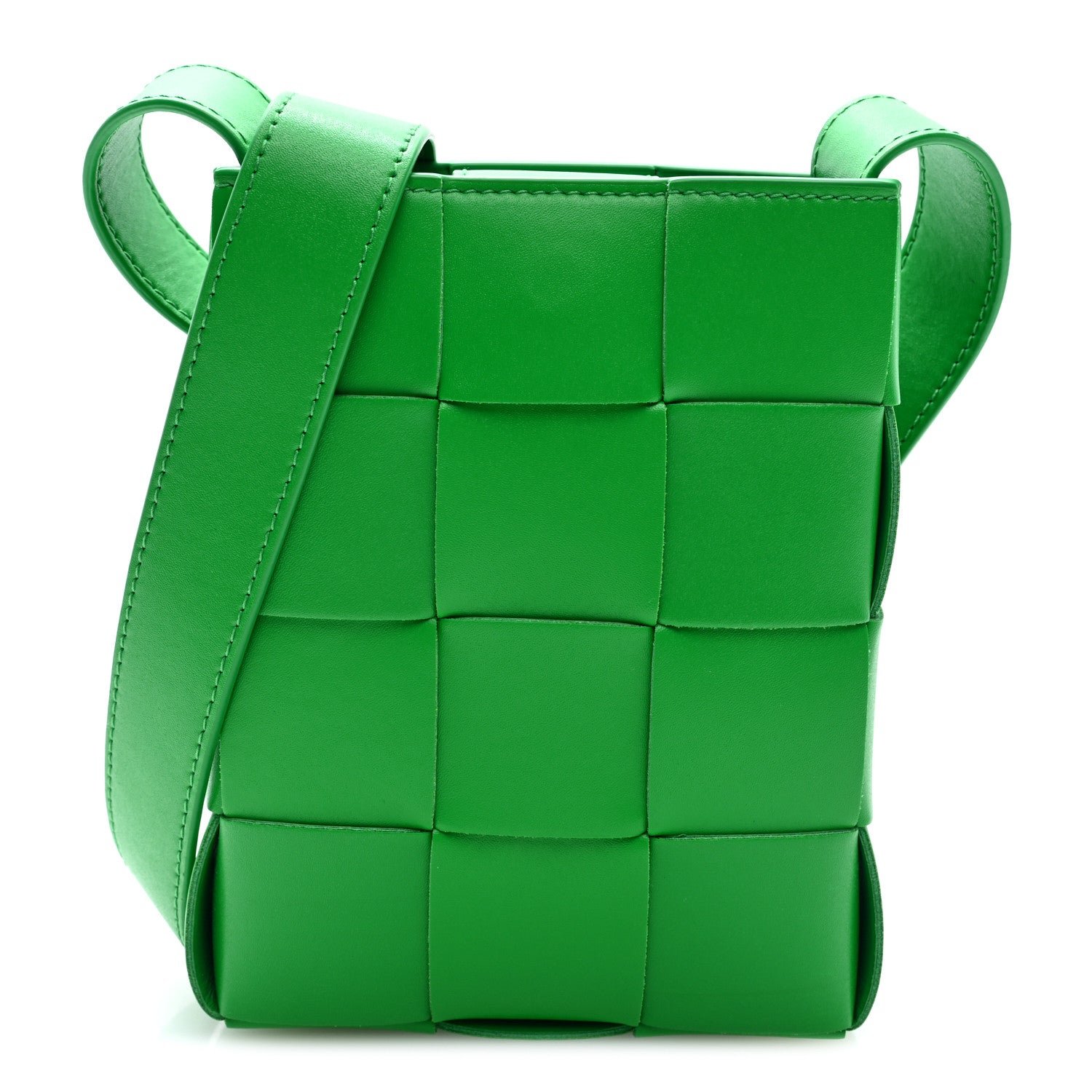 Bottega Veneta Calfskin Maxi Intrecciato Mini Vertical Cassette Crossbody Bag Parakeet