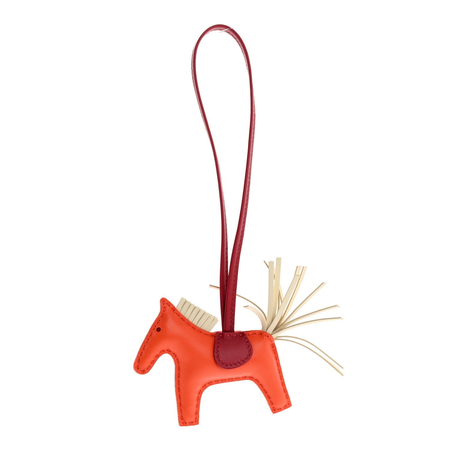 Hermes Milo Lambskin Grigri Rodeo Pegase Horse Bag Charm PM Orange Poppy Craie Cornaline