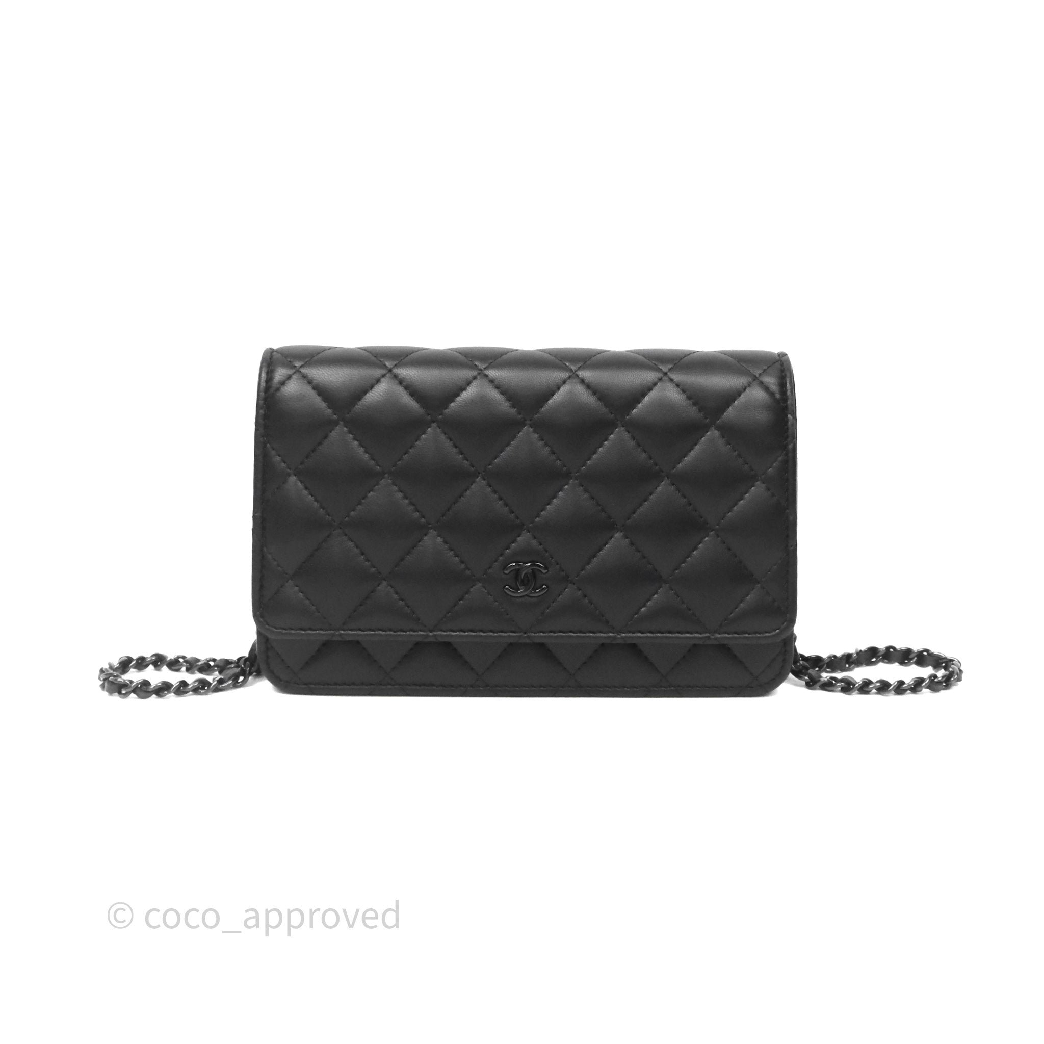 Chanel Quilted Wallet on Chain WOC Black Lambskin So Black Hardware