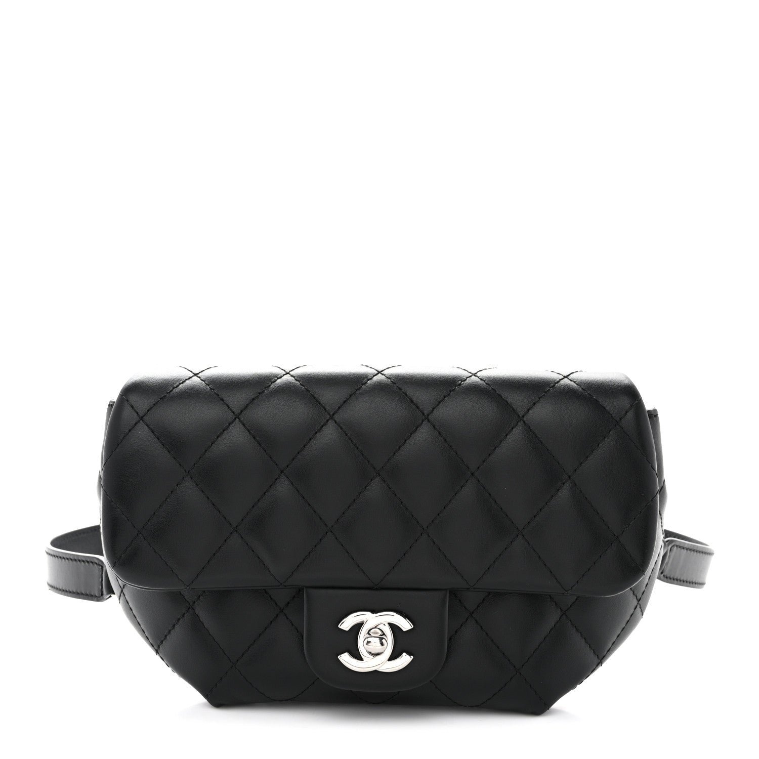 Chanel Calfskin Quilted CC Uniform Flap Belt Bag Black