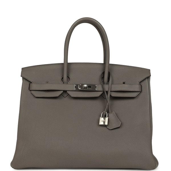 Hermes Pre-owned Hermes Birkin 35 Etain Togo Palladium Hardware
