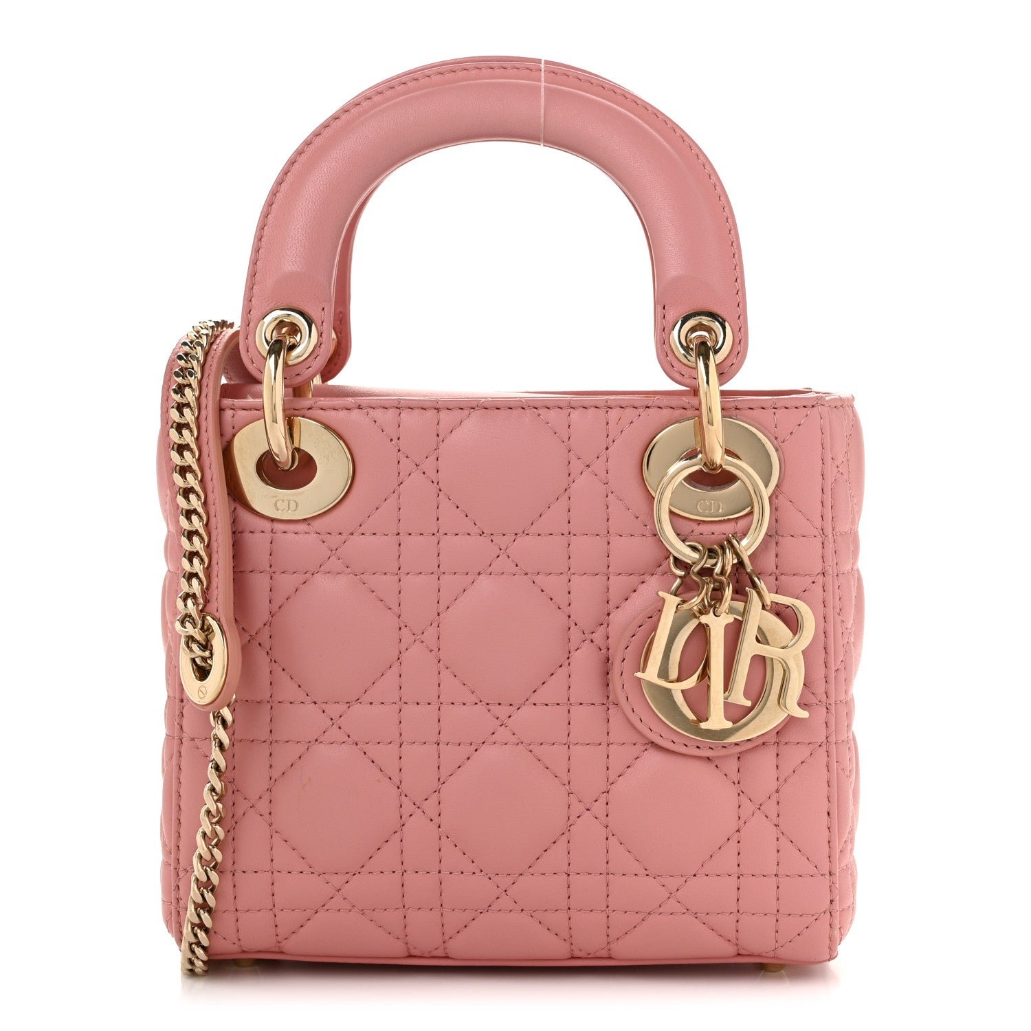 Christian Dior Lambskin Cannage Mini Lady Dior Light Pink