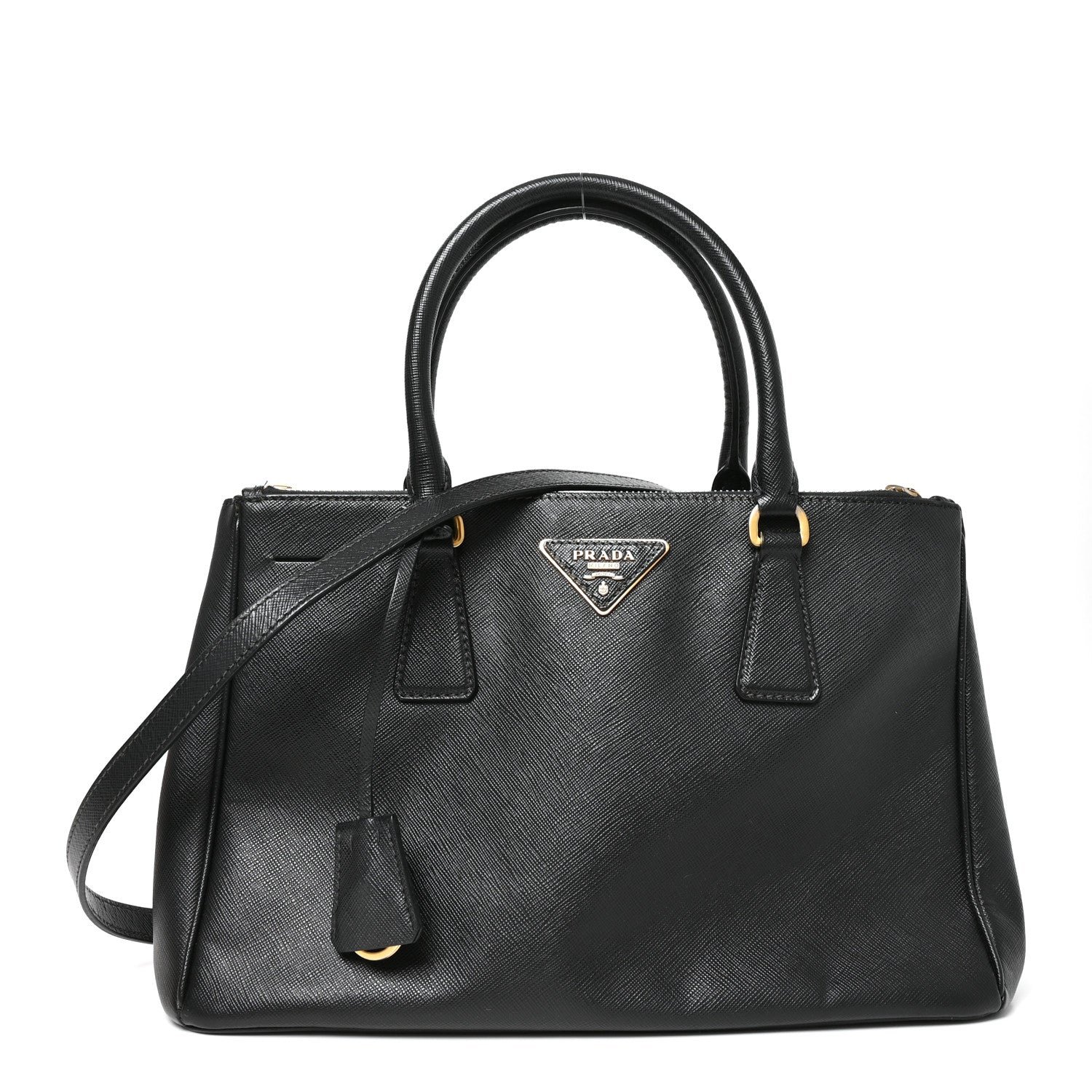 Prada Saffiano Small Galleria Double Zip Tote Black