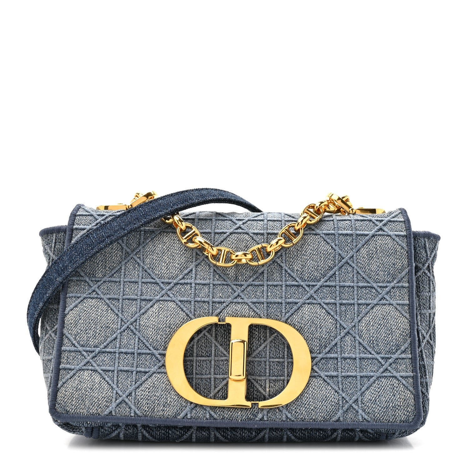 Christian Dior Denim Cannage Small Caro Bag Blue
