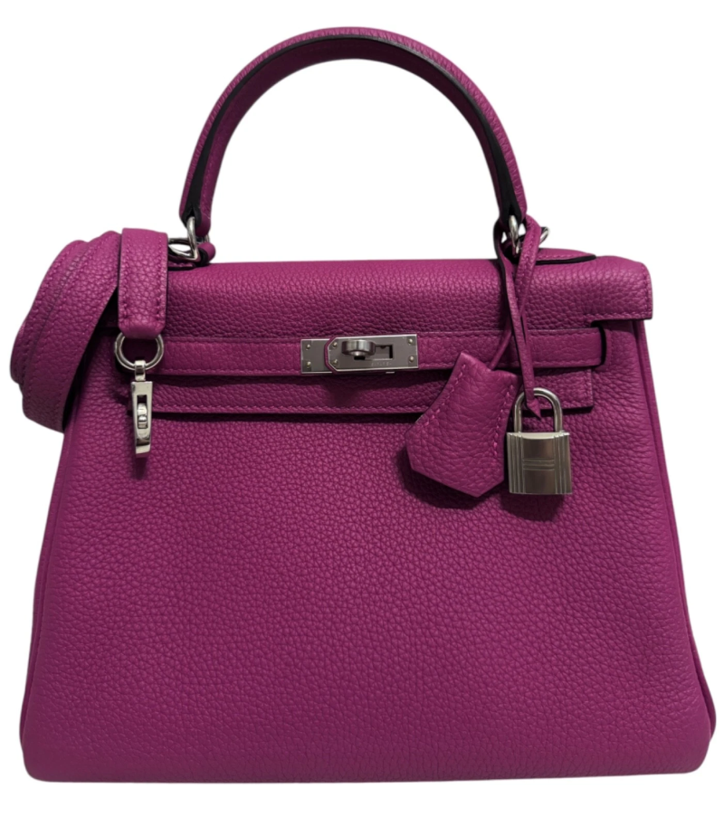 Hermes Rose Pourpre Togo Retourne Kelly 25 Palladium Hardware, 2019
