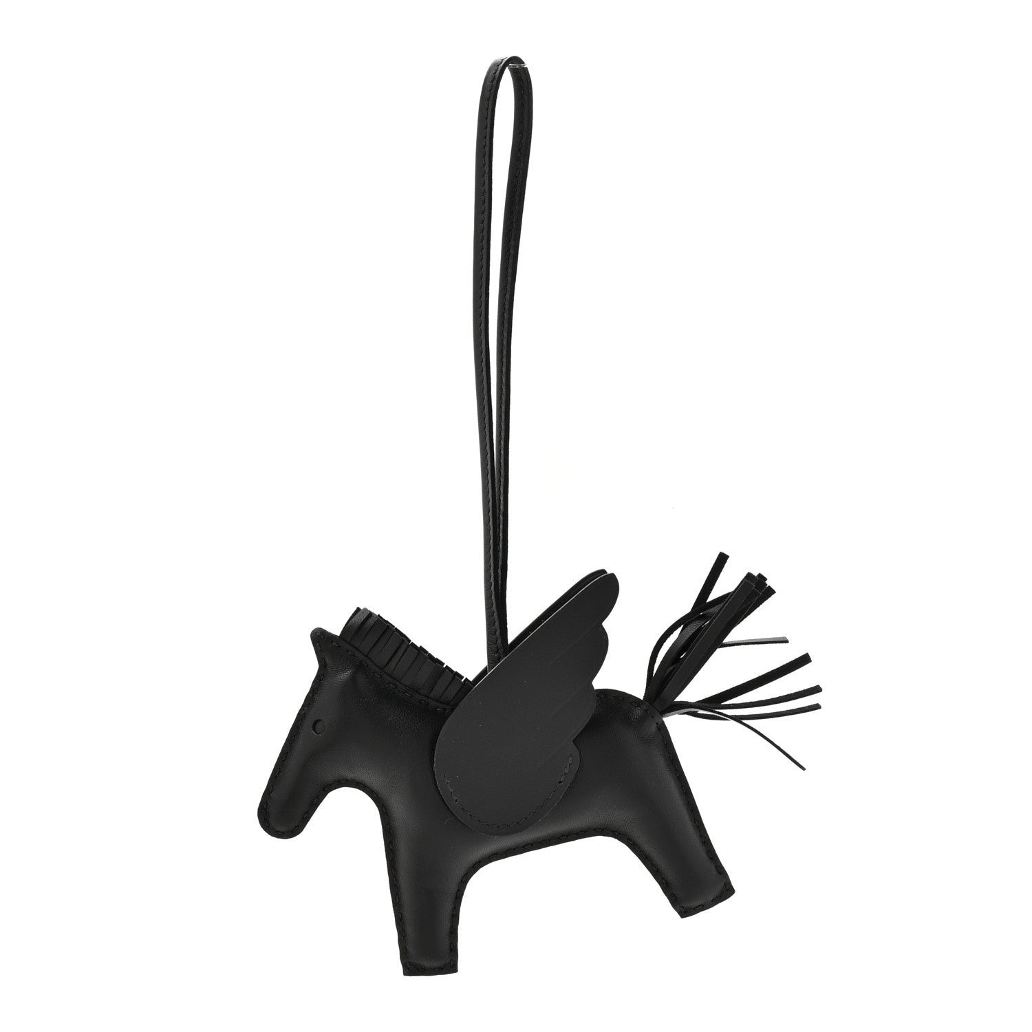 Milo Lambskin Grigri Rodeo Pegase Horse Bag Charm GM So Black