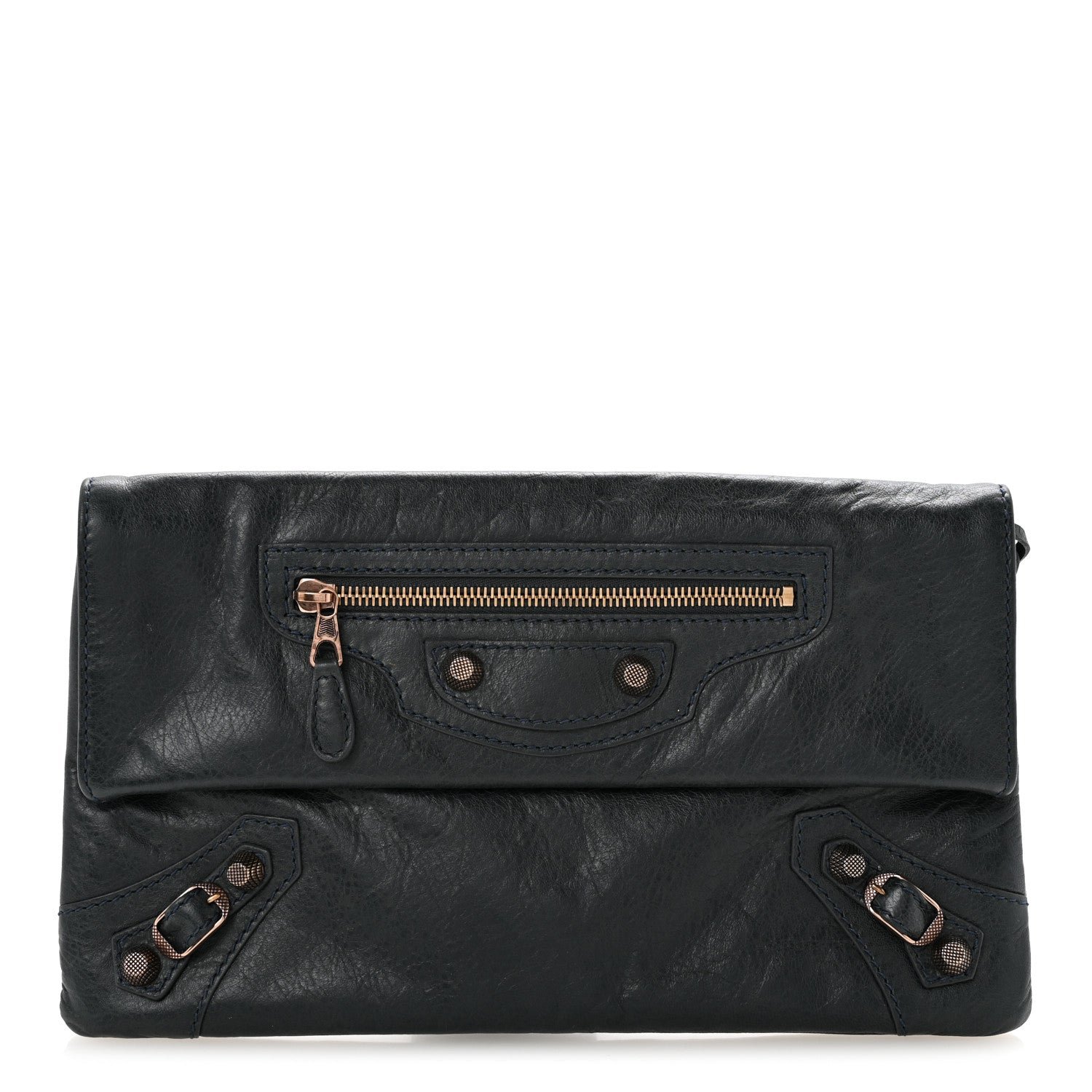Balenciaga Agneau Giant 12 Rose Gold Hardware Envelope Clutch Anthracite