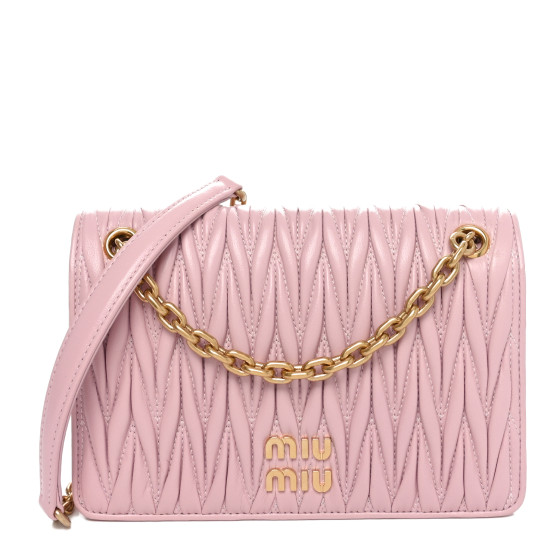 Miu Miu Nappa Matelasse Mini Chain Bag Alabastro