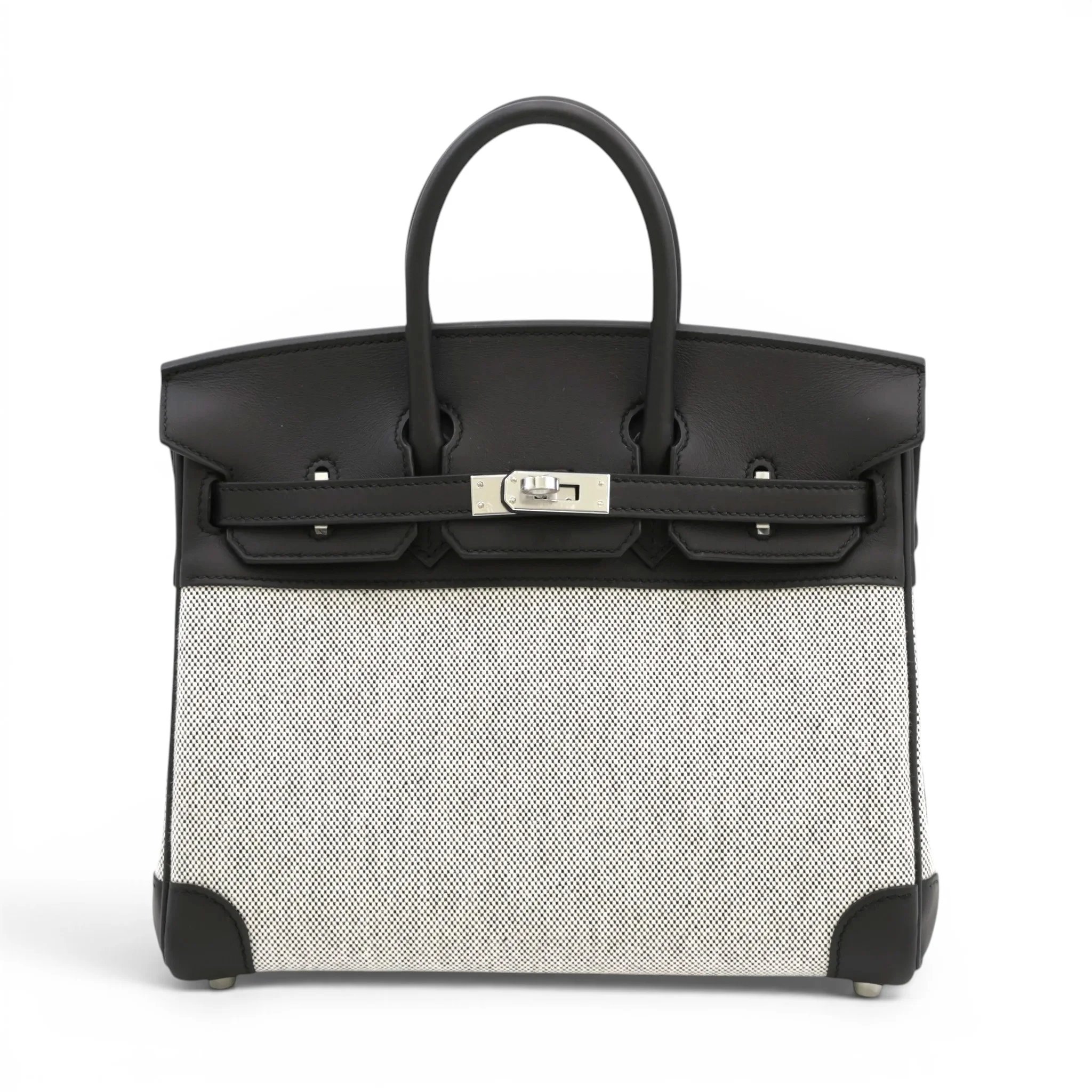 Brand New ( Rank N ) HERMÈS Birkin 25 Noir (89) Ecru Toile H canvas Swift Palladium hardware G (2026)