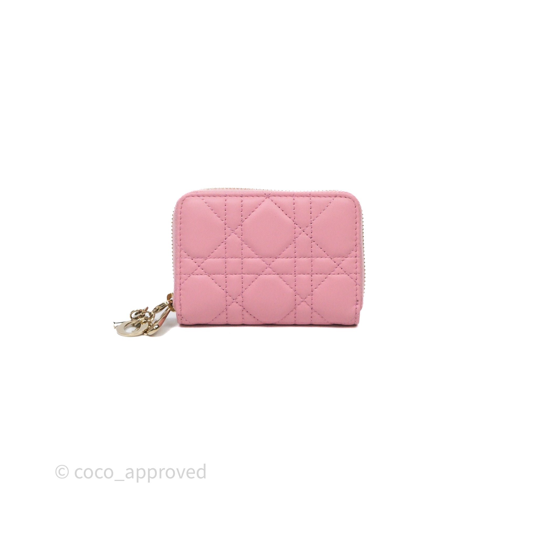 Dior Small Lady Dior Voyageur Coin Purse Pink Lambskin Cannage