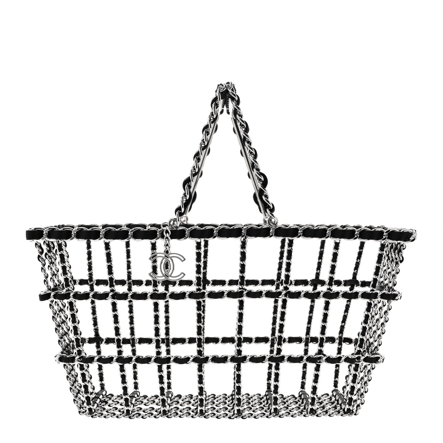 Chanel Chanel Brass Calfskin Large Grocery By Chanel Shopping Basket Silver