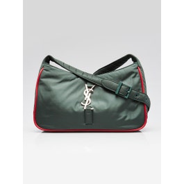 Yves Saint Laurent Green Nylon/Leather Le 5 A 7 Shoulder Bag