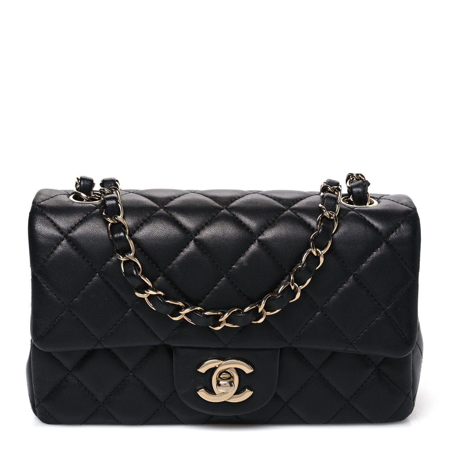 Chanel Lambskin Quilted Mini Rectangular Flap Black