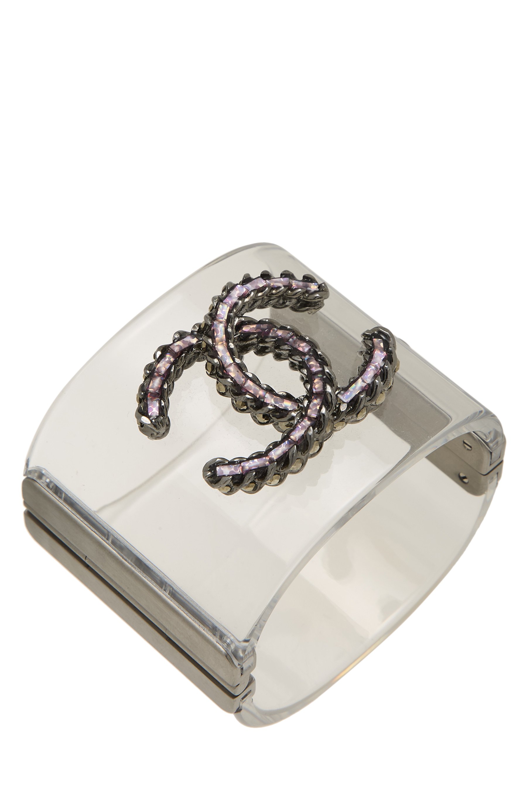 Clear Lucite 'CC' Bangle