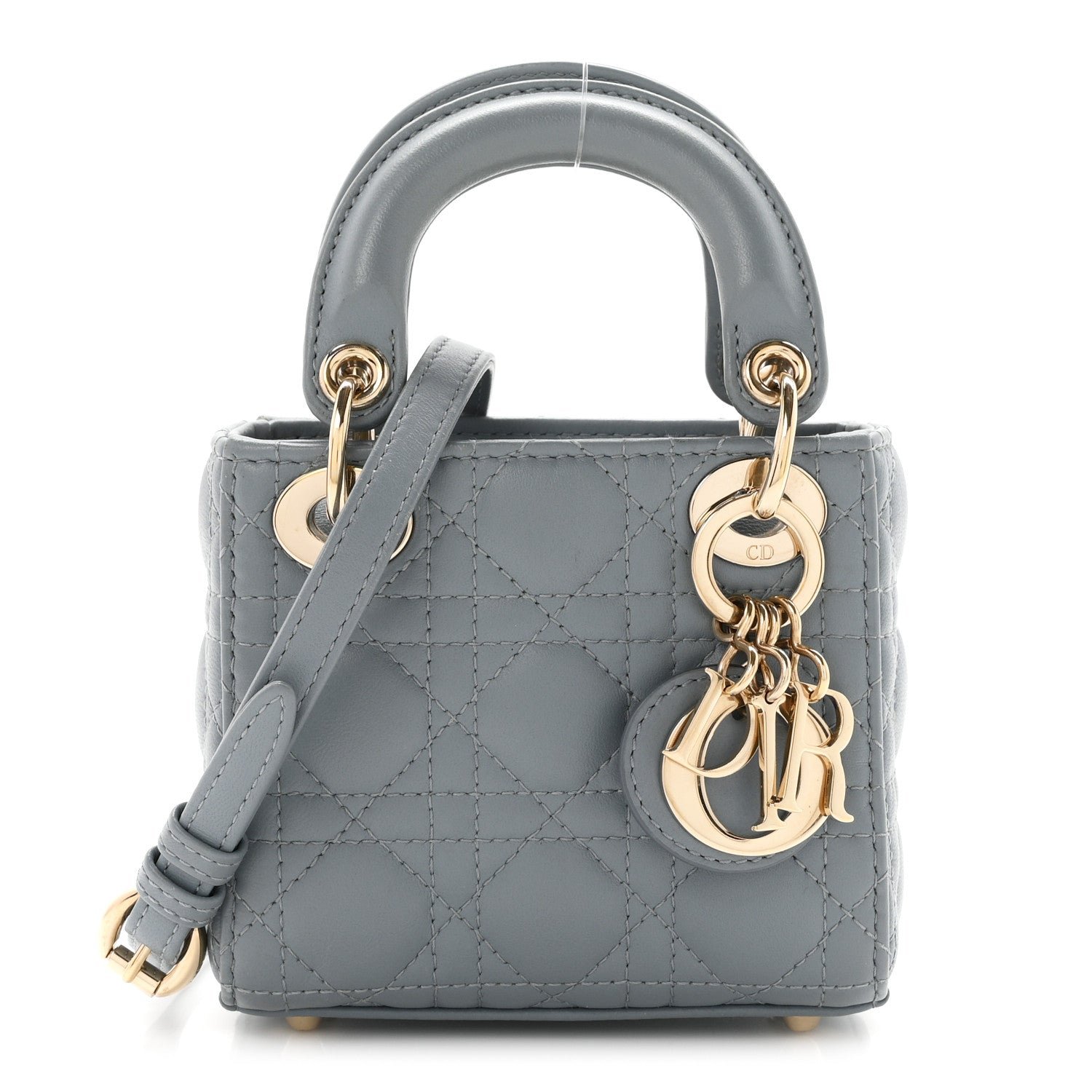 Christian Dior Lambskin Cannage Micro Lady Dior Cloud Blue