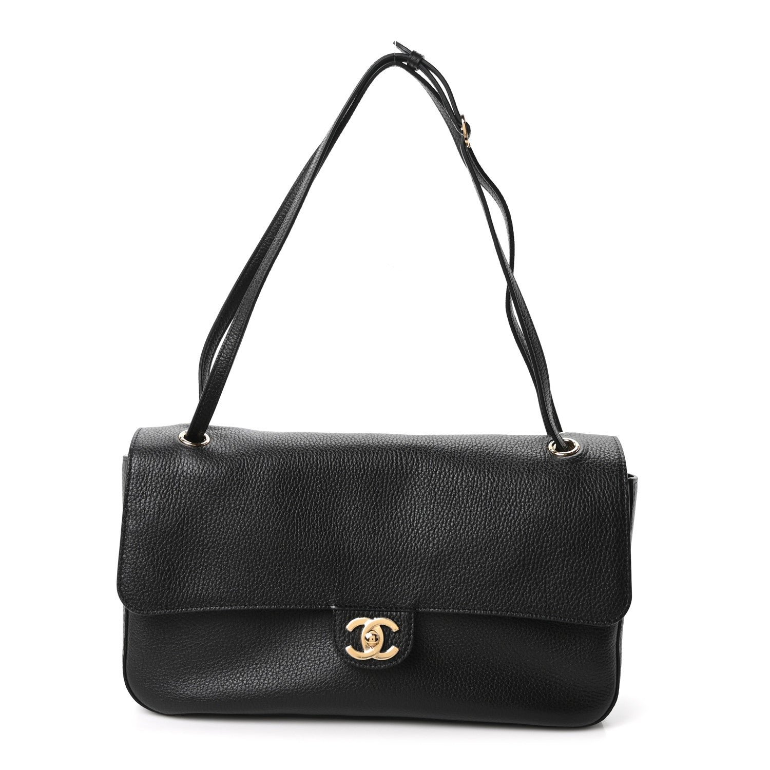 Grained Calfskin Small Souplissimo Maxi Flap Black