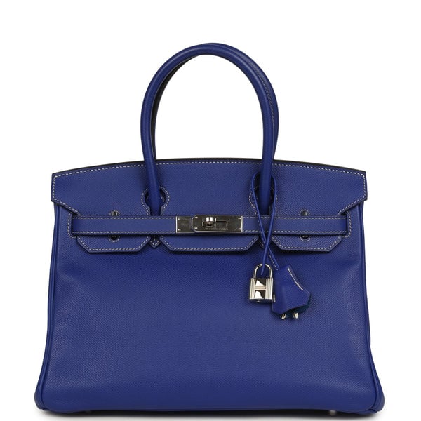 Hermes Pre-owned Hermes Birkin 30 Bleu Electric Candy Verso Epsom Palladium Hardware