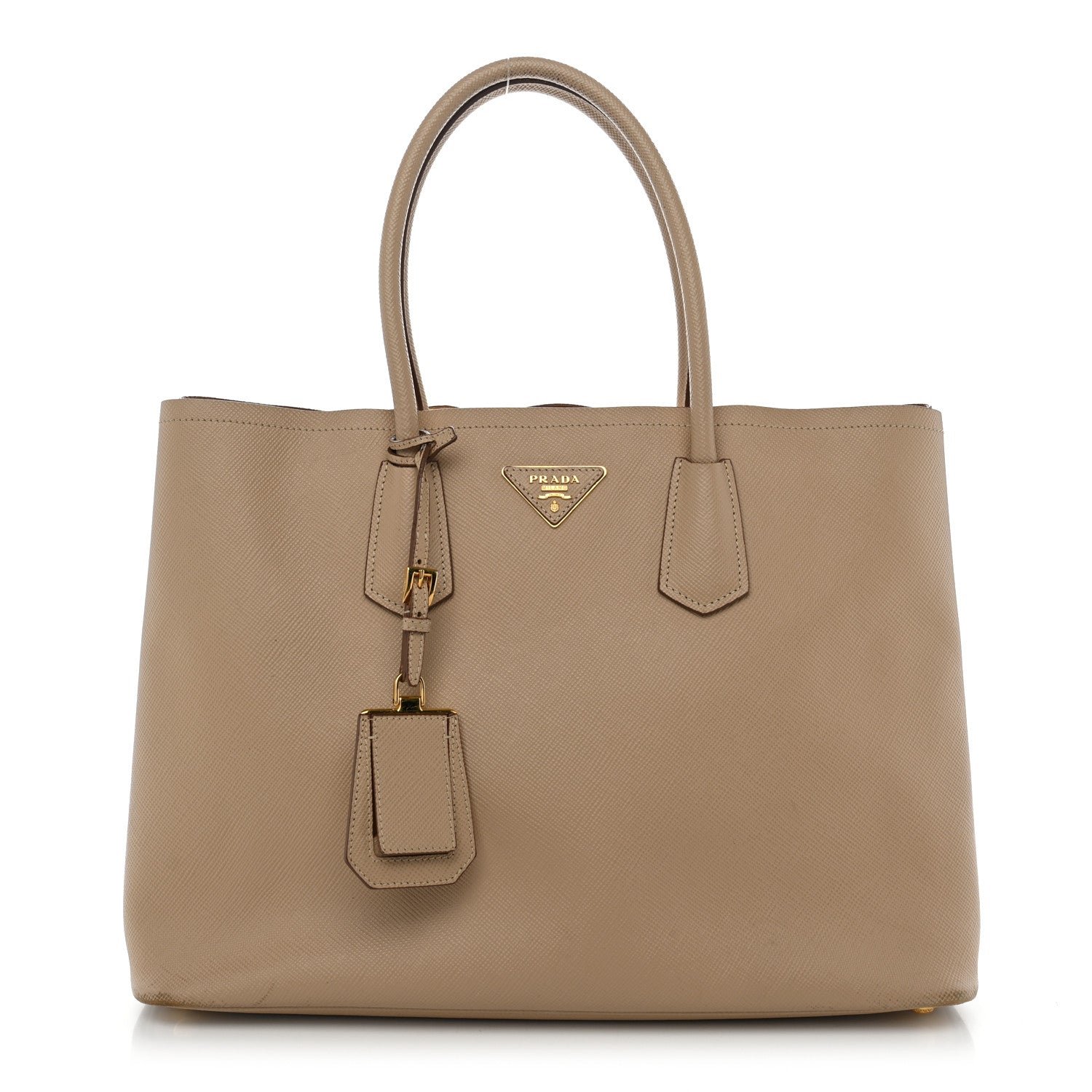 Prada Saffiano Cuir Medium Double Bag Sabbia