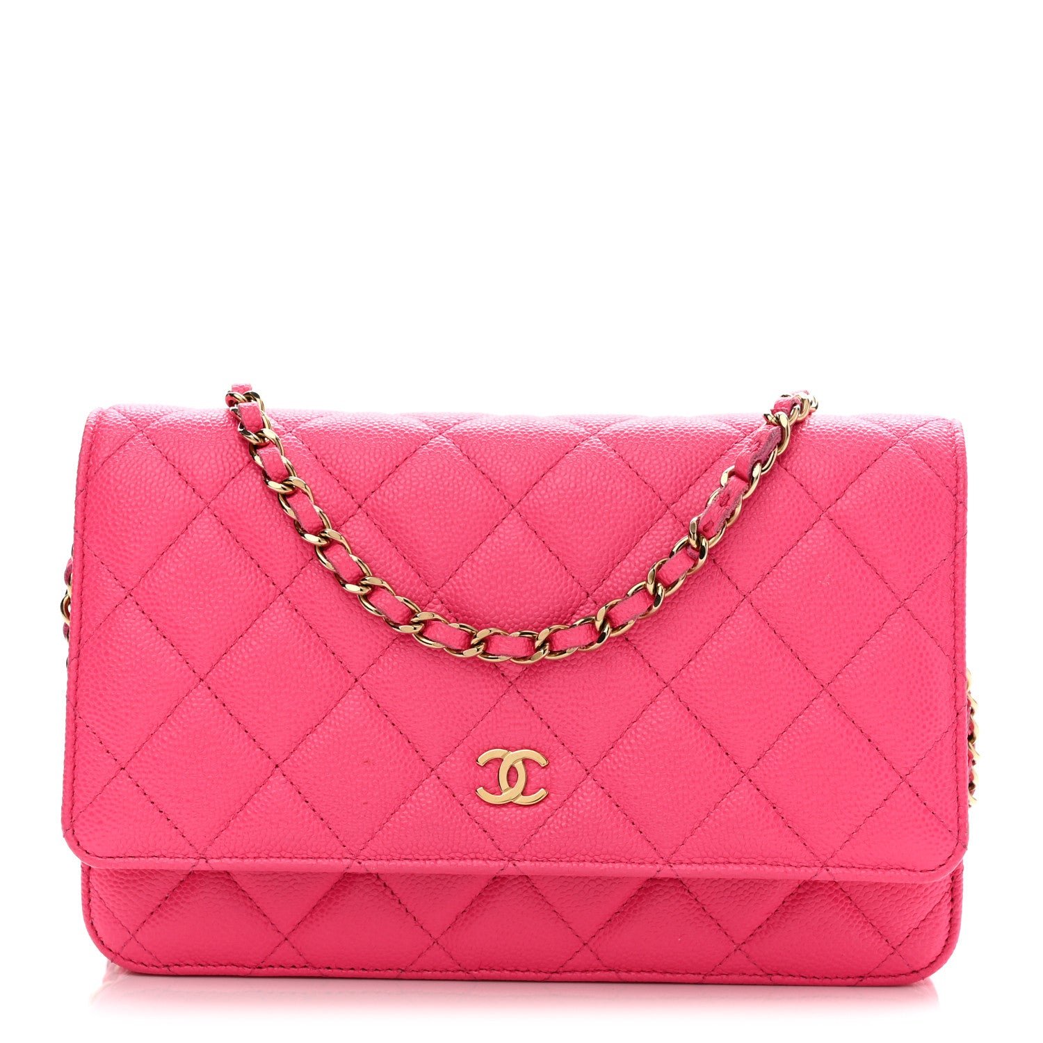 Chanel Caviar Quilted Wallet on Chain WOC Fuchsia