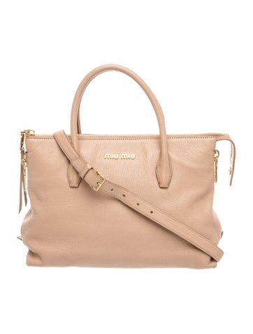Miu Miu Leather Madras Leather Tote Bag