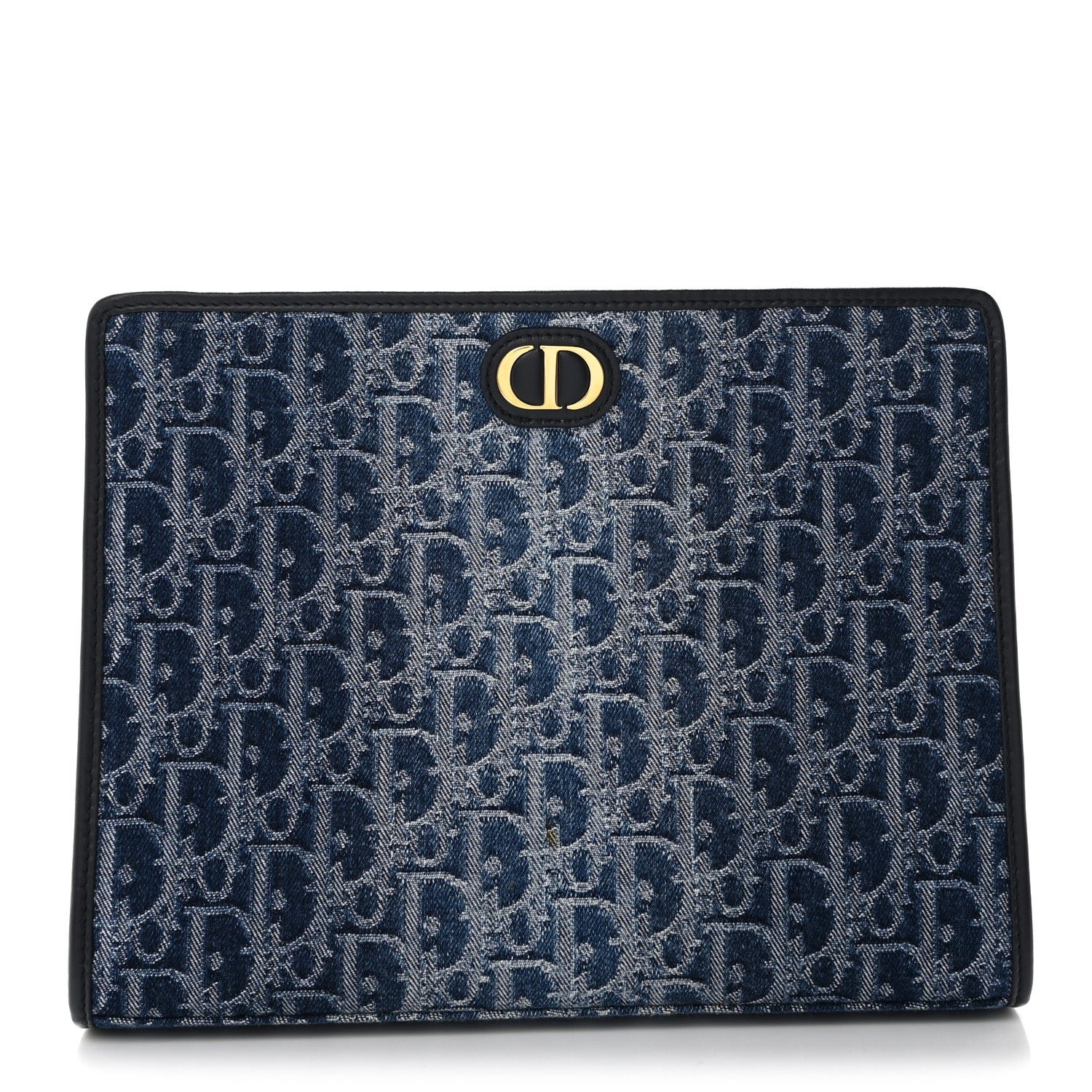 Christian Dior Denim Jacquard Oblique 30 Montaigne Dea Pouch  Blue