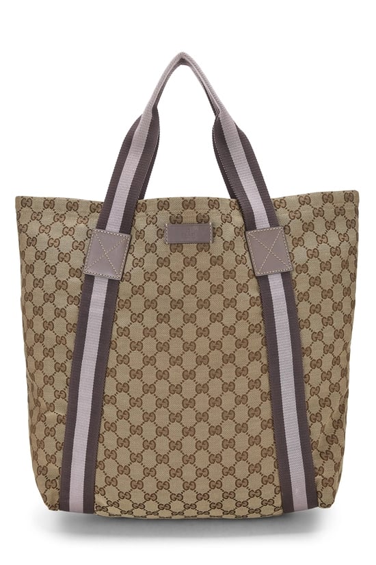 Purple Original GG Canvas Flat Web Tote