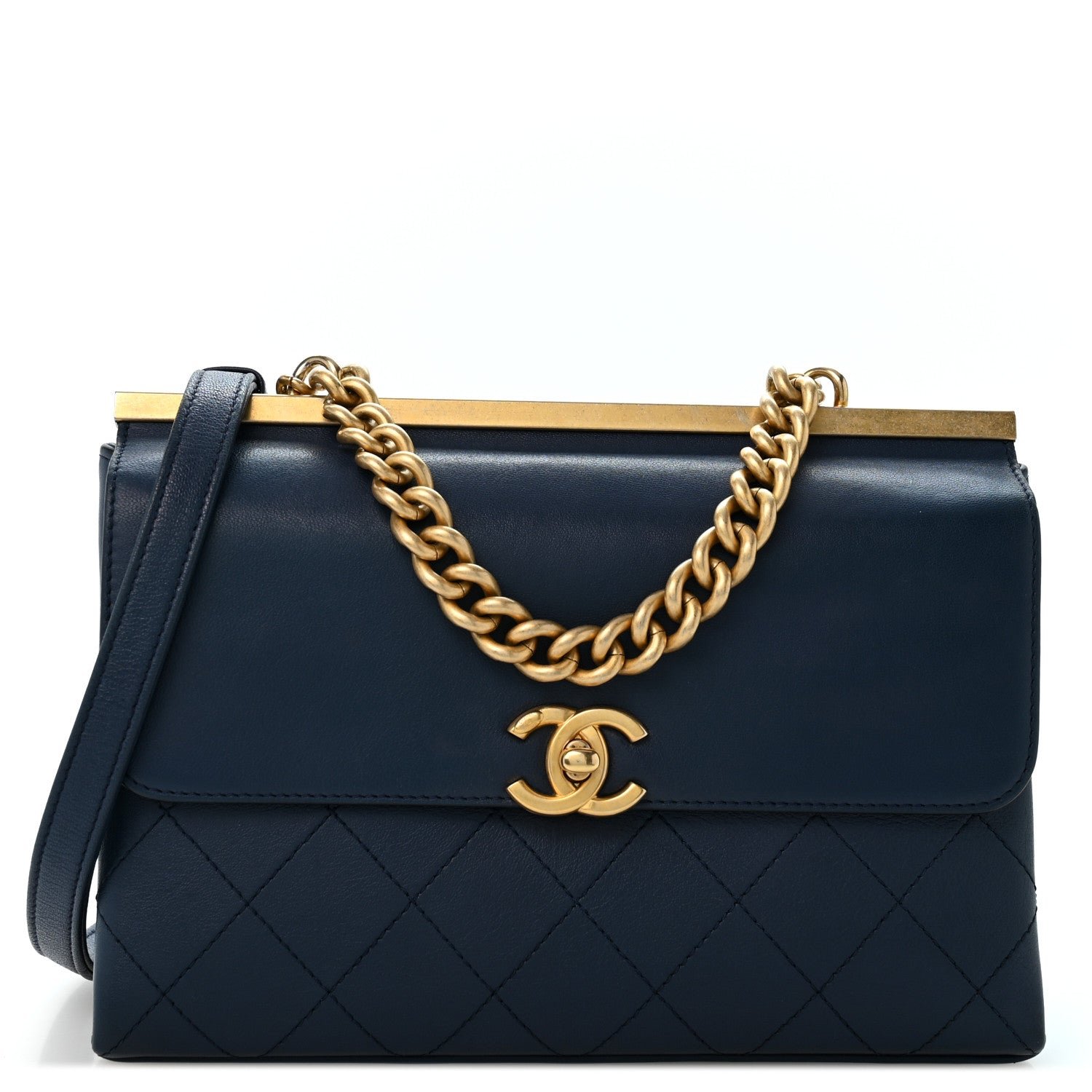 Chanel Lambskin Stitched Coco Luxe Small Flap Blue