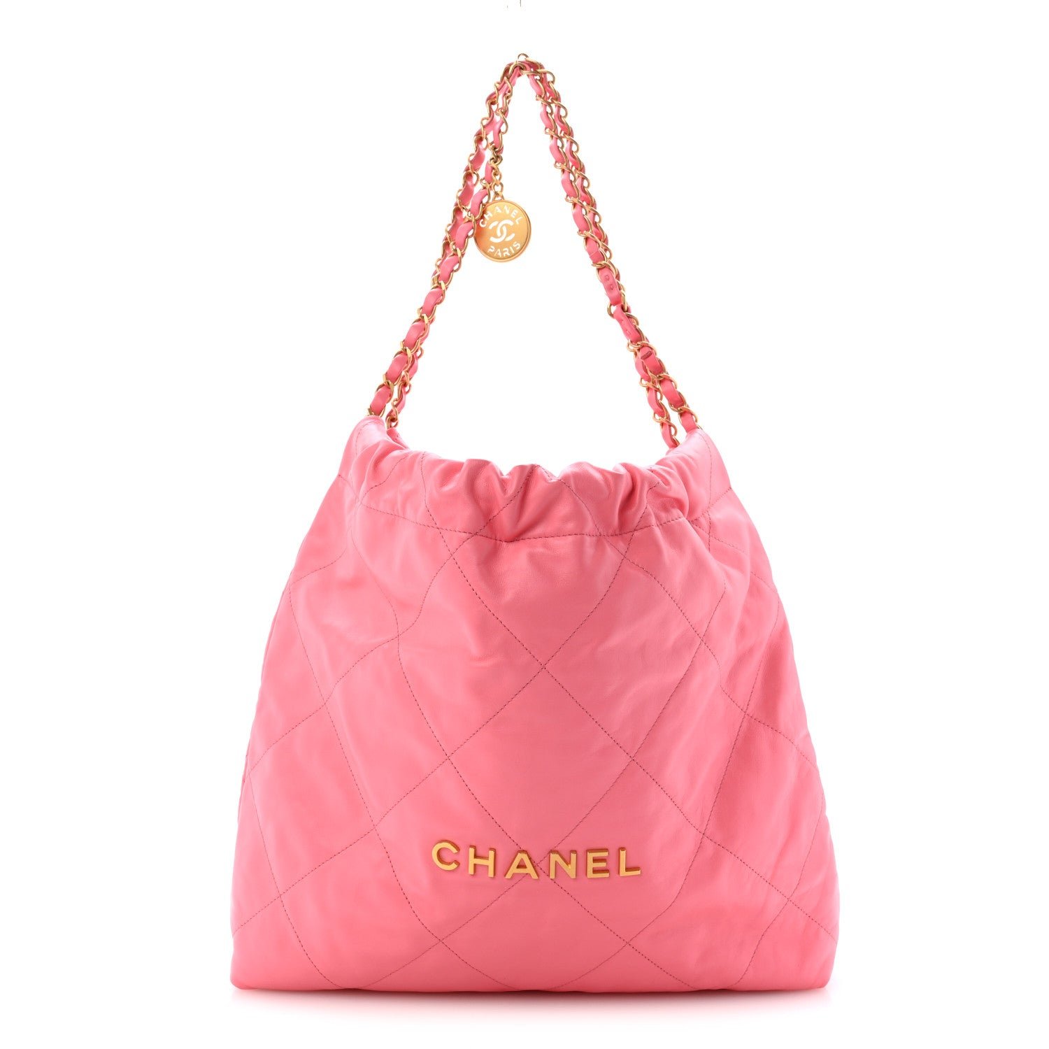 Chanel Shiny Calfskin Quilted Chanel 22 Coral Pink