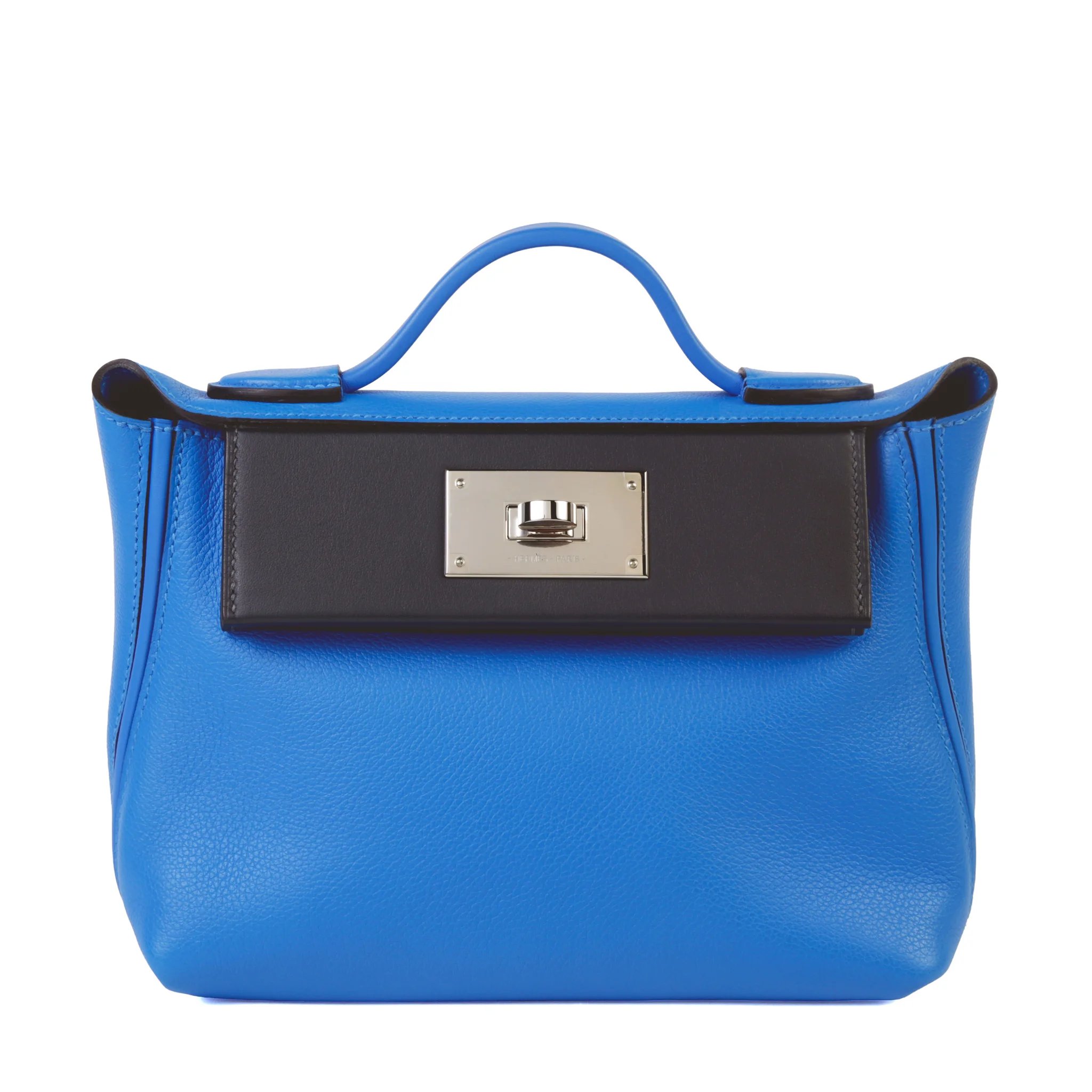 Excellent ( Rank SA ) HERMÈS 24/24 - 21 mini Bleu Hydra (T7) Caban (3Y) Evercolor Swift Palladium hardware W (2024)