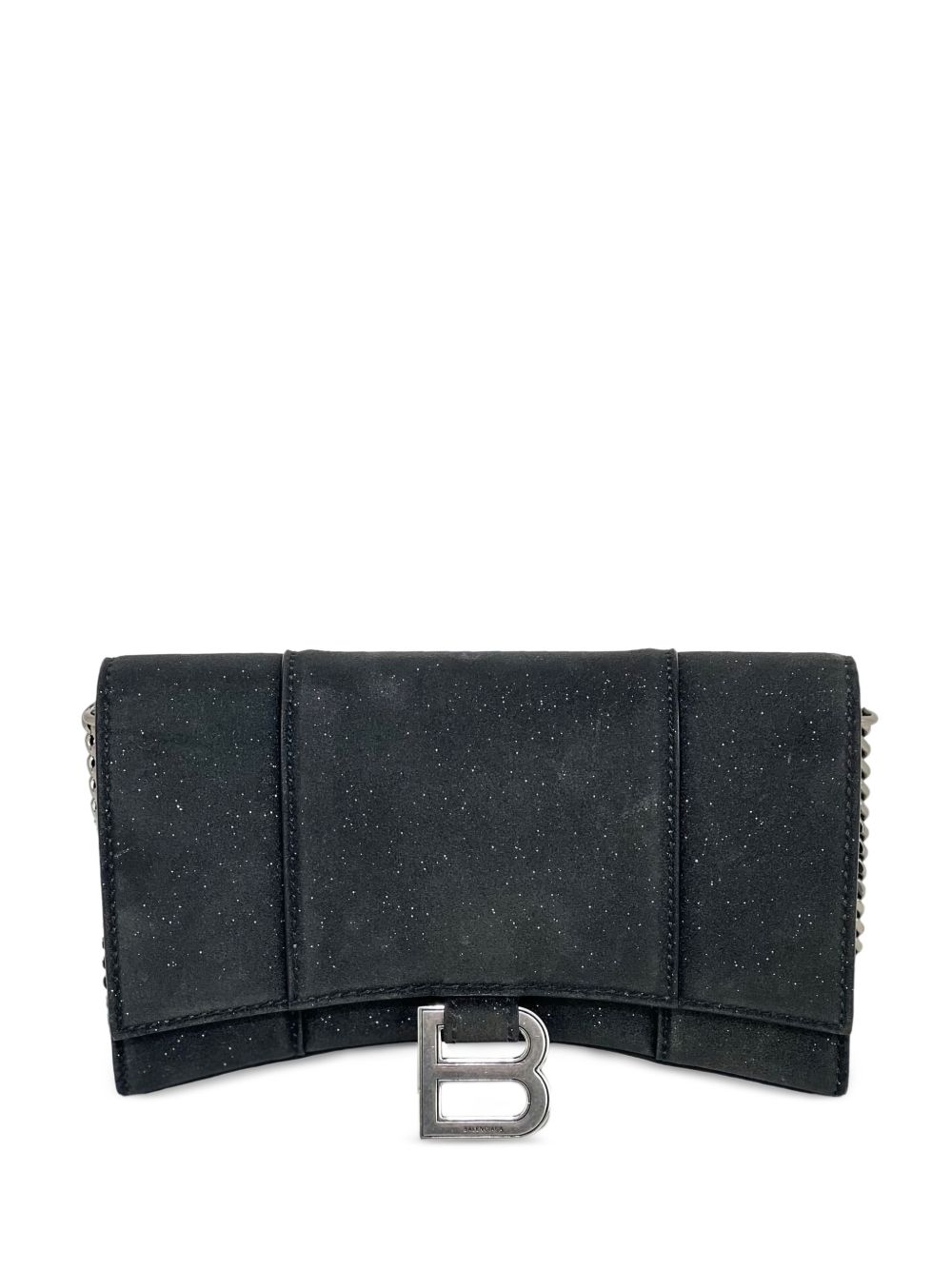 Hourglass glitter clutch bag