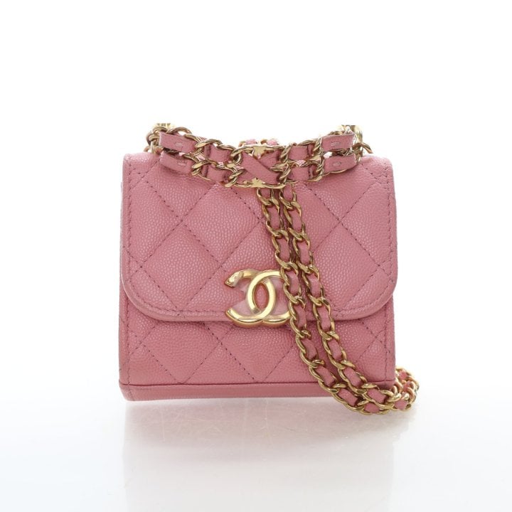 Chanel Mini Caviar Top Handle Clutch With Chain