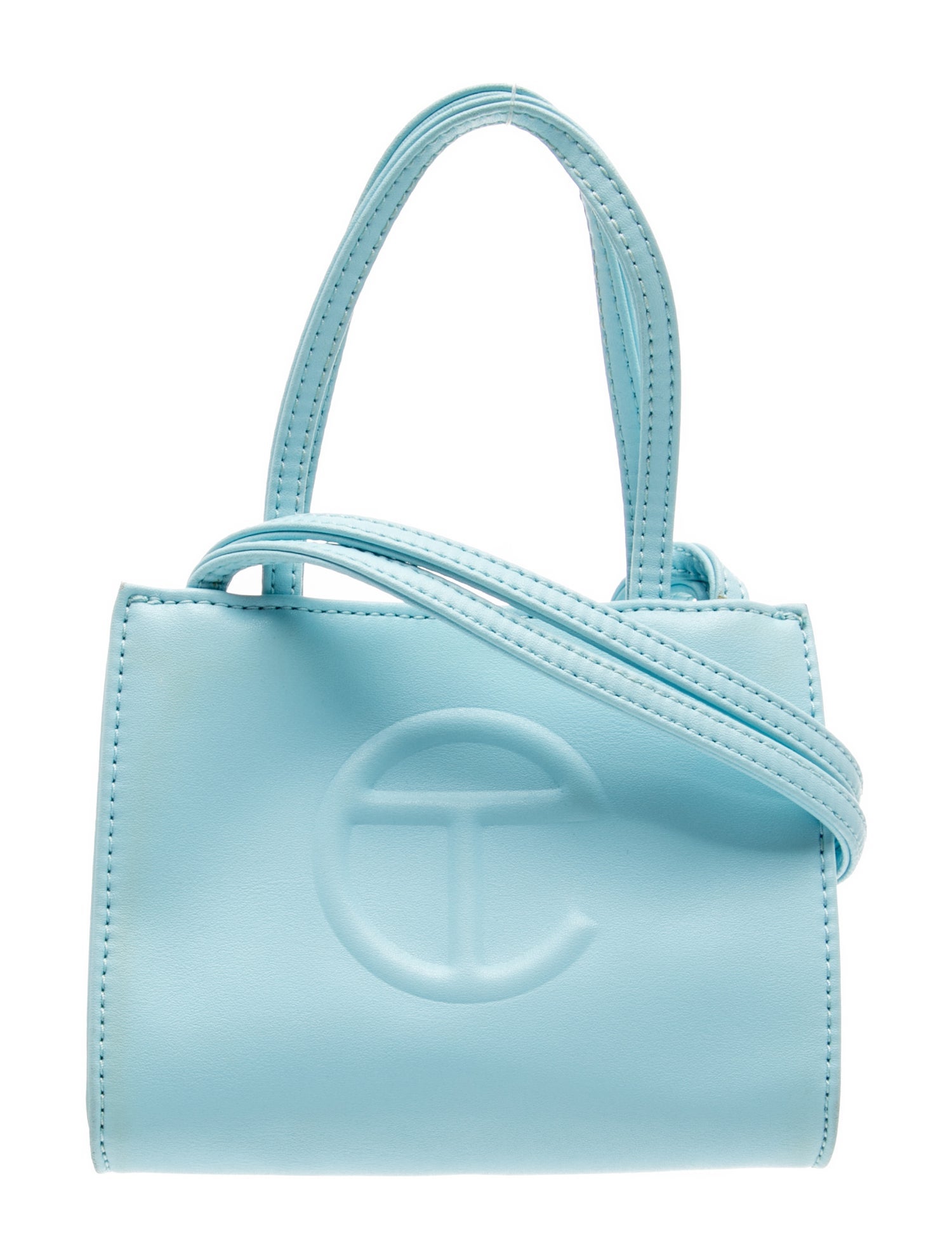 Vegan Leather Pool Blue Shopping Bag Small