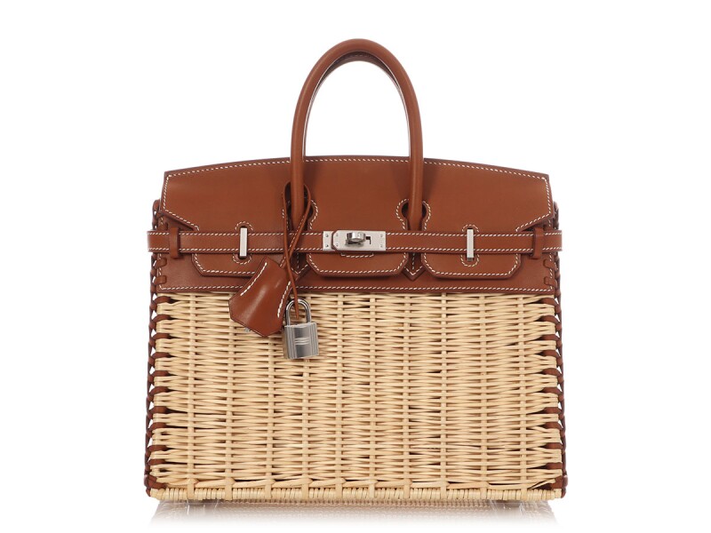 Hermes Naturel Wicker and Fauve Barenia Picnic Birkin 25 Palladium Hardware, 2022