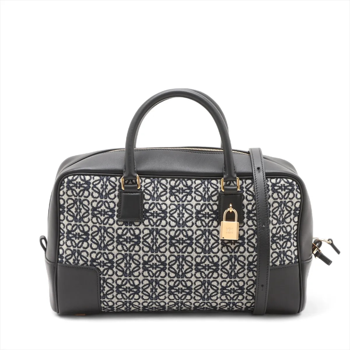 Loewe Repeat Anagram Amazona 28 canvas x leather 2 Way Handbag Black