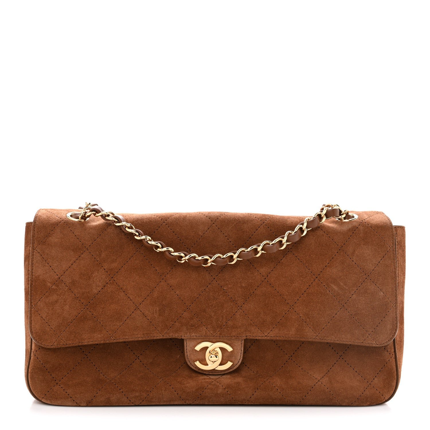 Chanel Suede Calfskin Small Souplissimo Maxi Flap Camel