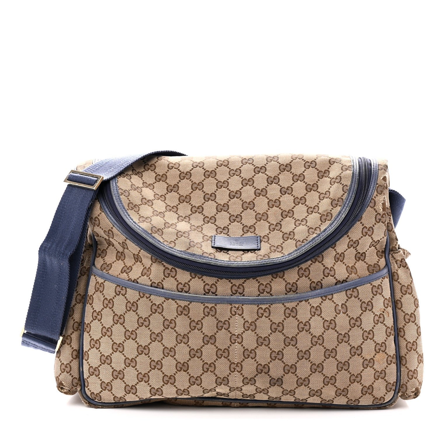 Gucci Monogram Natural Pigskin Large Diaper Bag Beige Ebony Cocoa Dark Chocolate