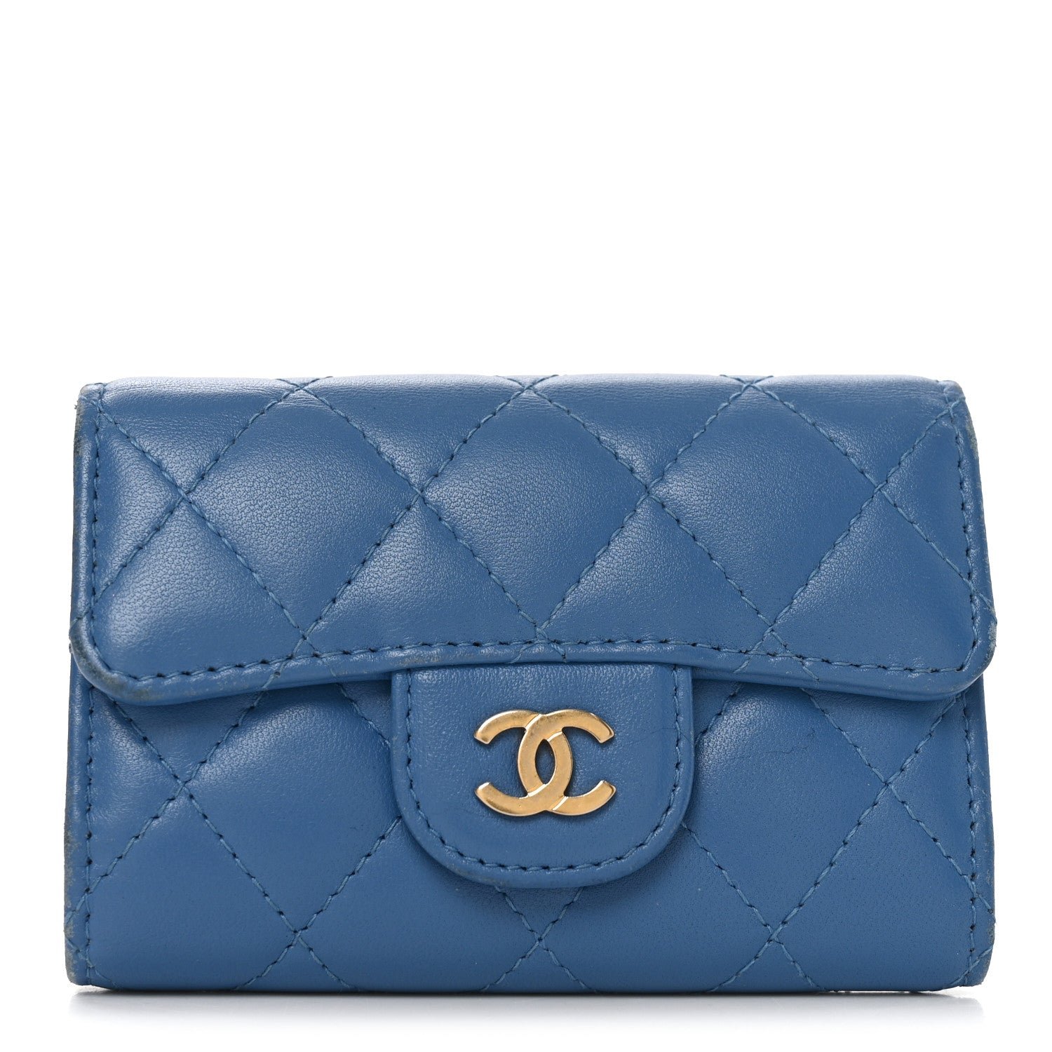 Chanel Lambskin Quilted 4 Key Holder Blue