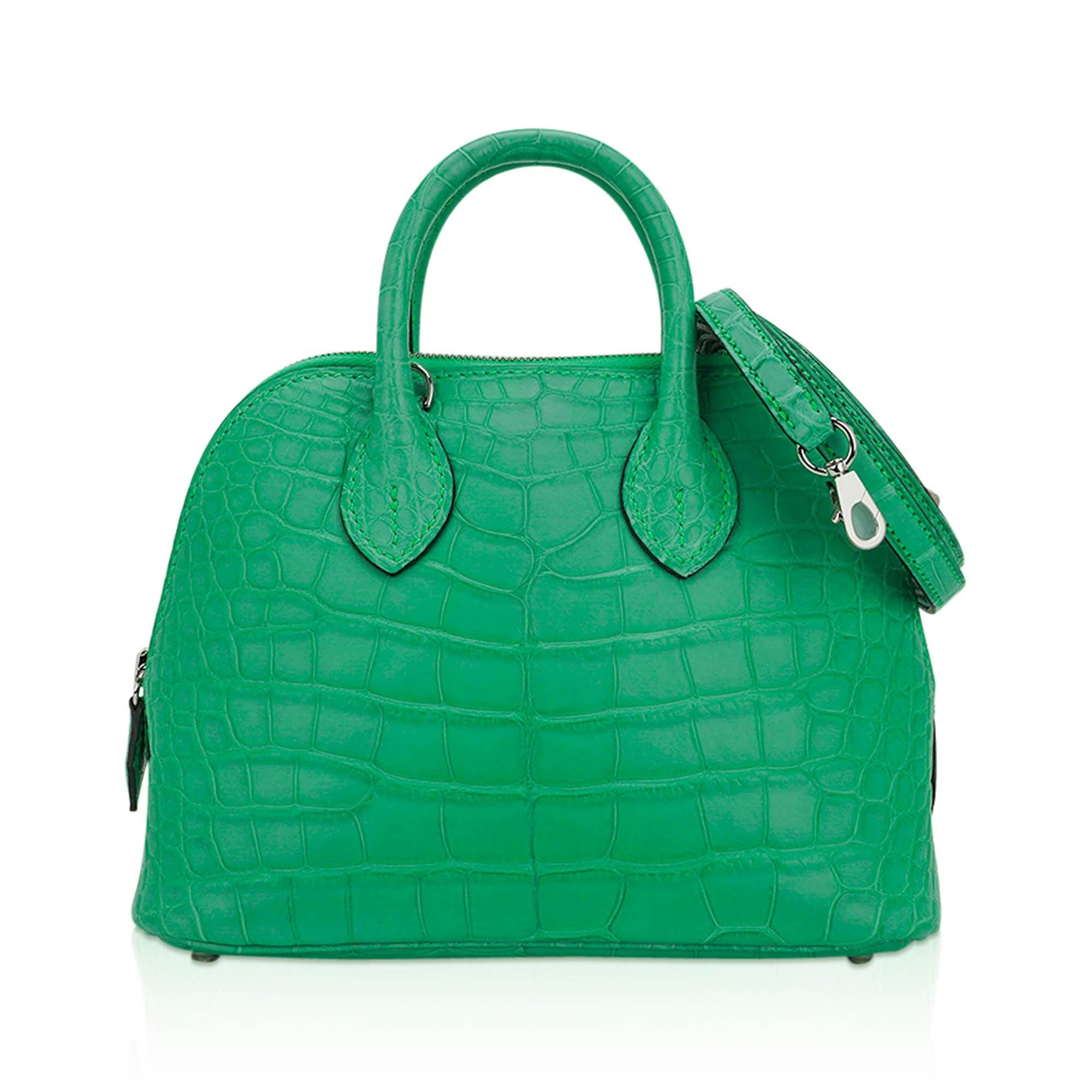 Hermes Hermes Mini Bolide 1923 Bag Vert Comics Matte Alligator with Palladium Hardware