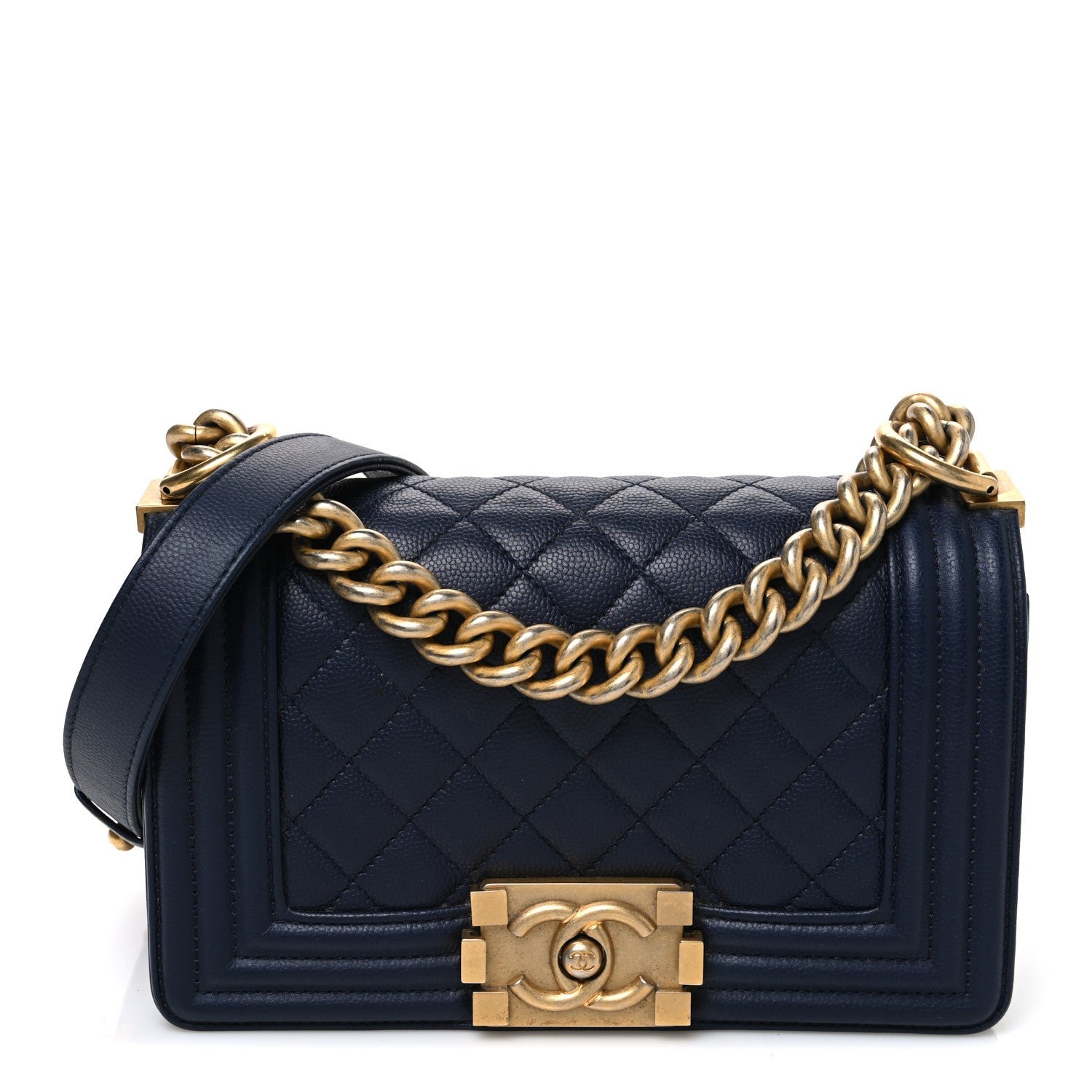 Chanel Caviar Quilted Small Boy Flap Navy